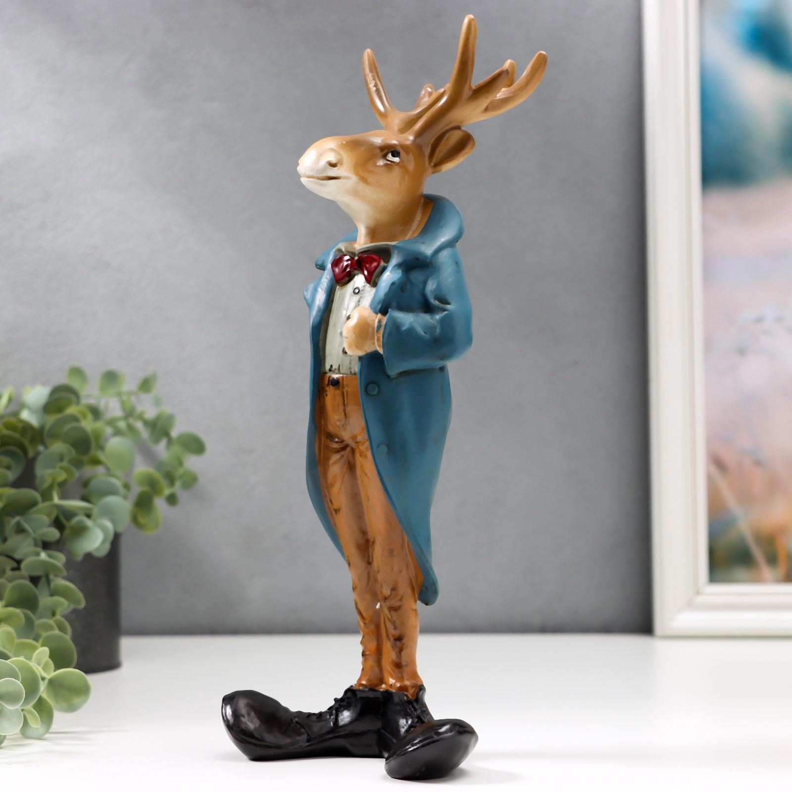 Изображение товара Фигурка сувенирная Simaland Лось в синем пиджаке и красной бабочке 30x12.5x11.5 см