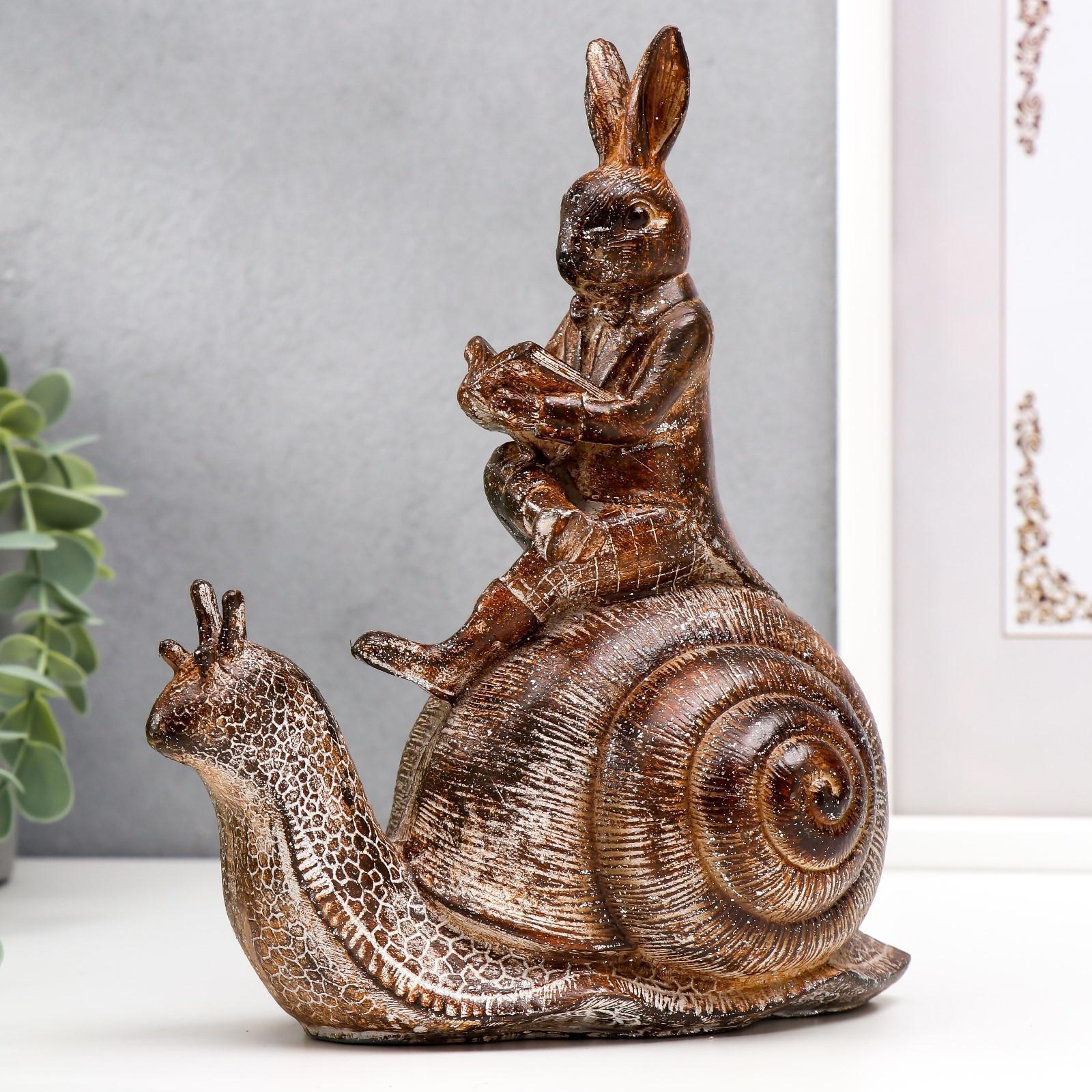 Изображение товара Фигурка сувенирная Simaland "Кролик с книгой на улитке" 20x17x8 см