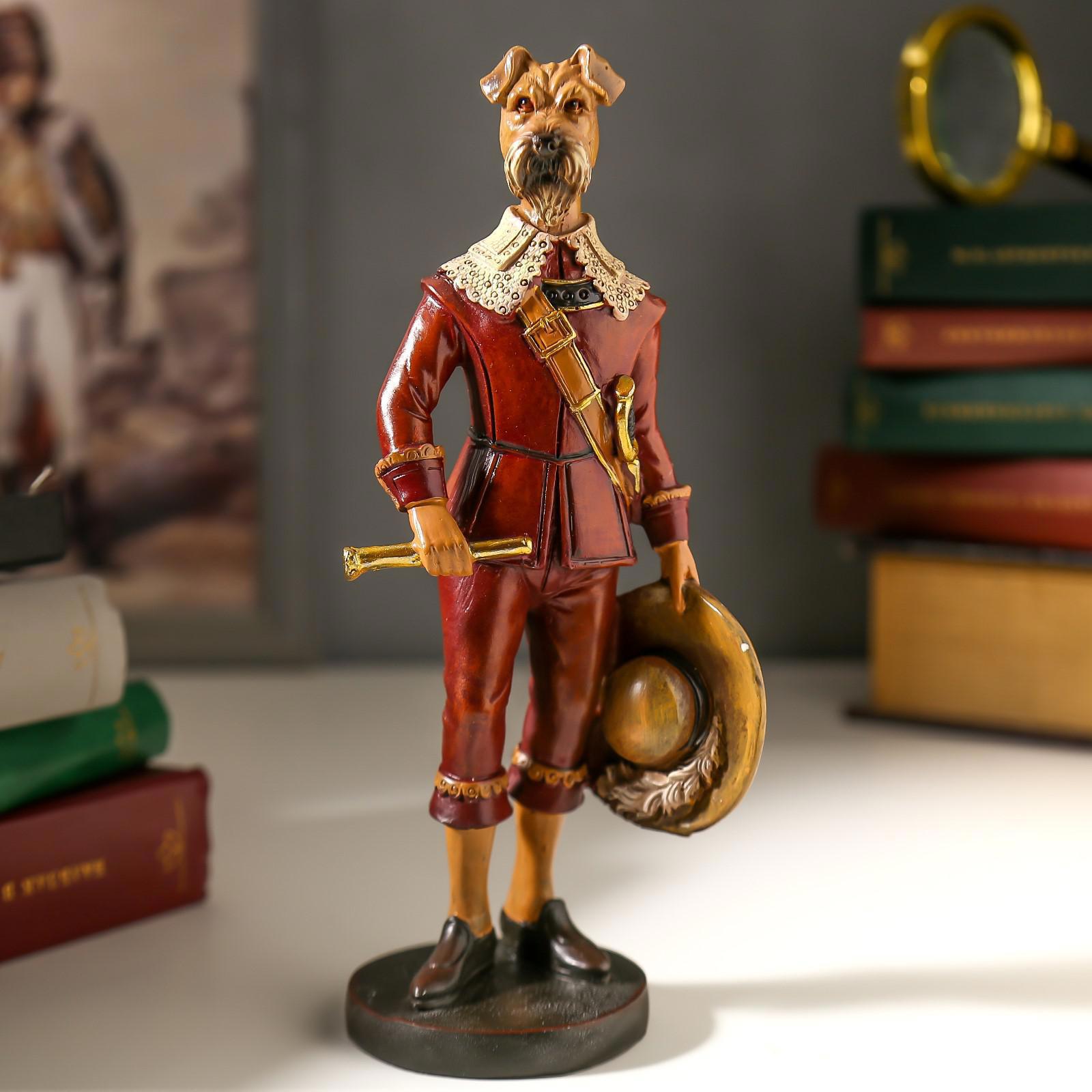 Изображение товара Фигурка сувенирная Simaland "Пёс Мушкетёр в бордовом камзоле" под дерево 21x8x9 см