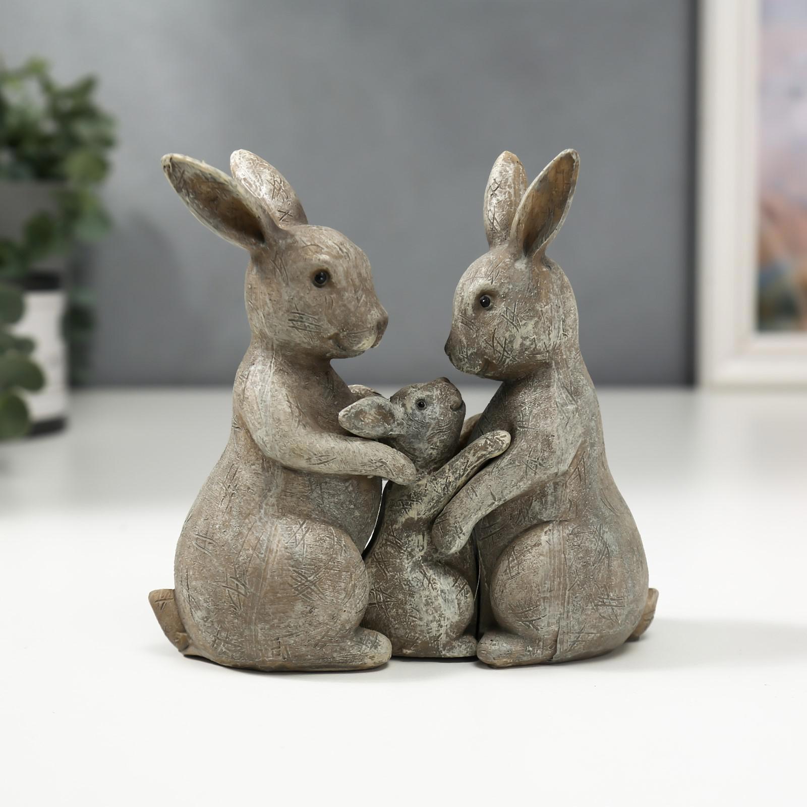 Изображение товара Фигурка сувенирная Simaland "Семейство кроликов" набор 3 шт, 12.5x5.5x13 см