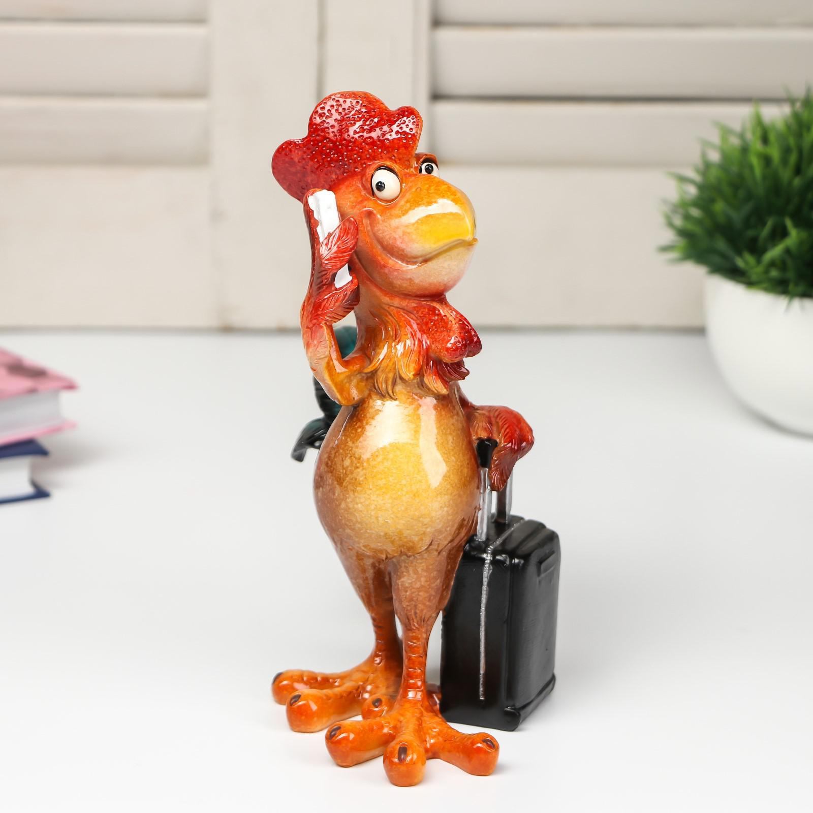 Изображение товара Фигурка сувенирная Simaland Петух с чемоданом 18.5x8.8x15 см