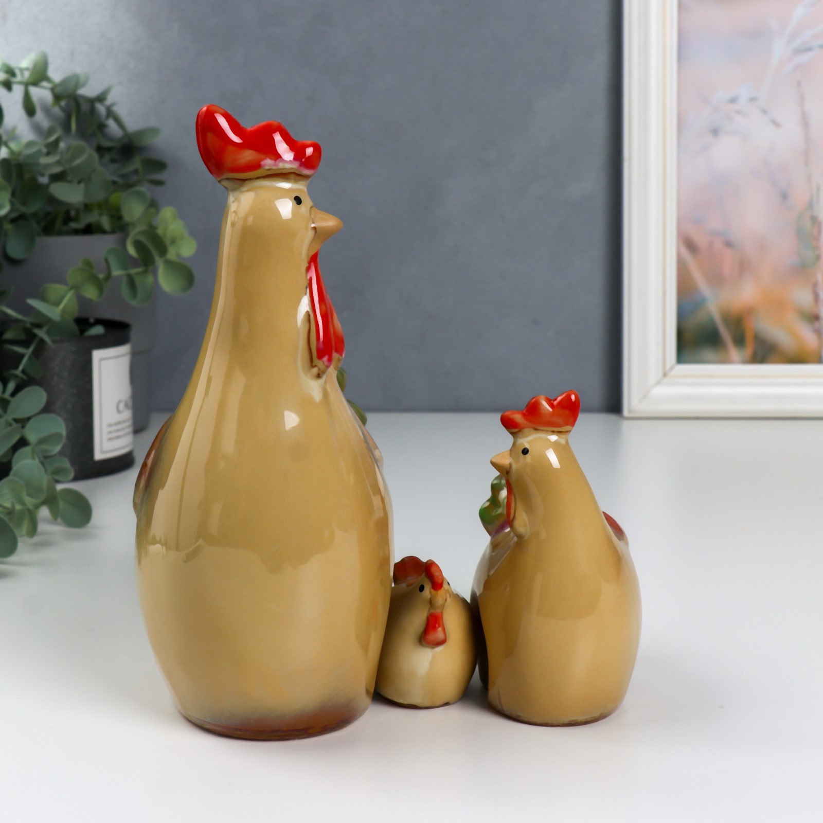 Изображение товара Фигурка сувенирная Simaland "Курочки - от мала до велика" набор 3 шт, 19x7x15 см