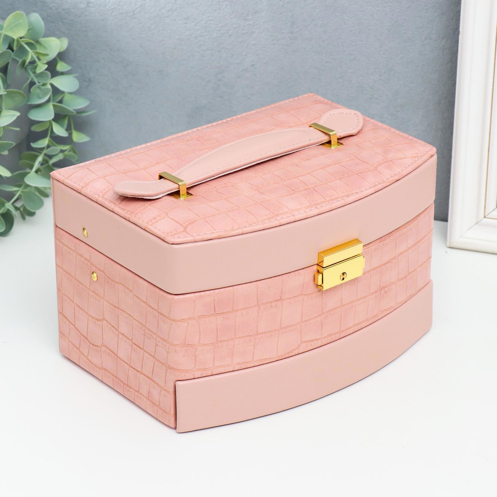 Изображение товара Шкатулка для украшений Simaland Розовый питон комбинированная 13x15x21.5 см