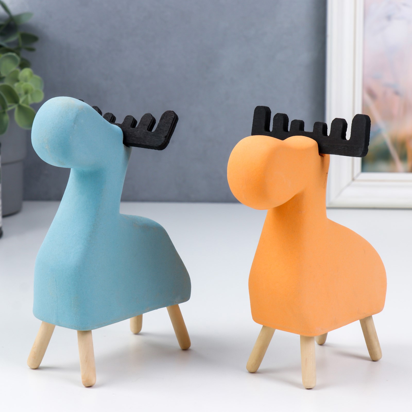 Изображение товара Фигурка сувенирная Simaland Лосики набор 2 шт. 13.8x6.6x9.5 см 13.5x6.6x10.3 см