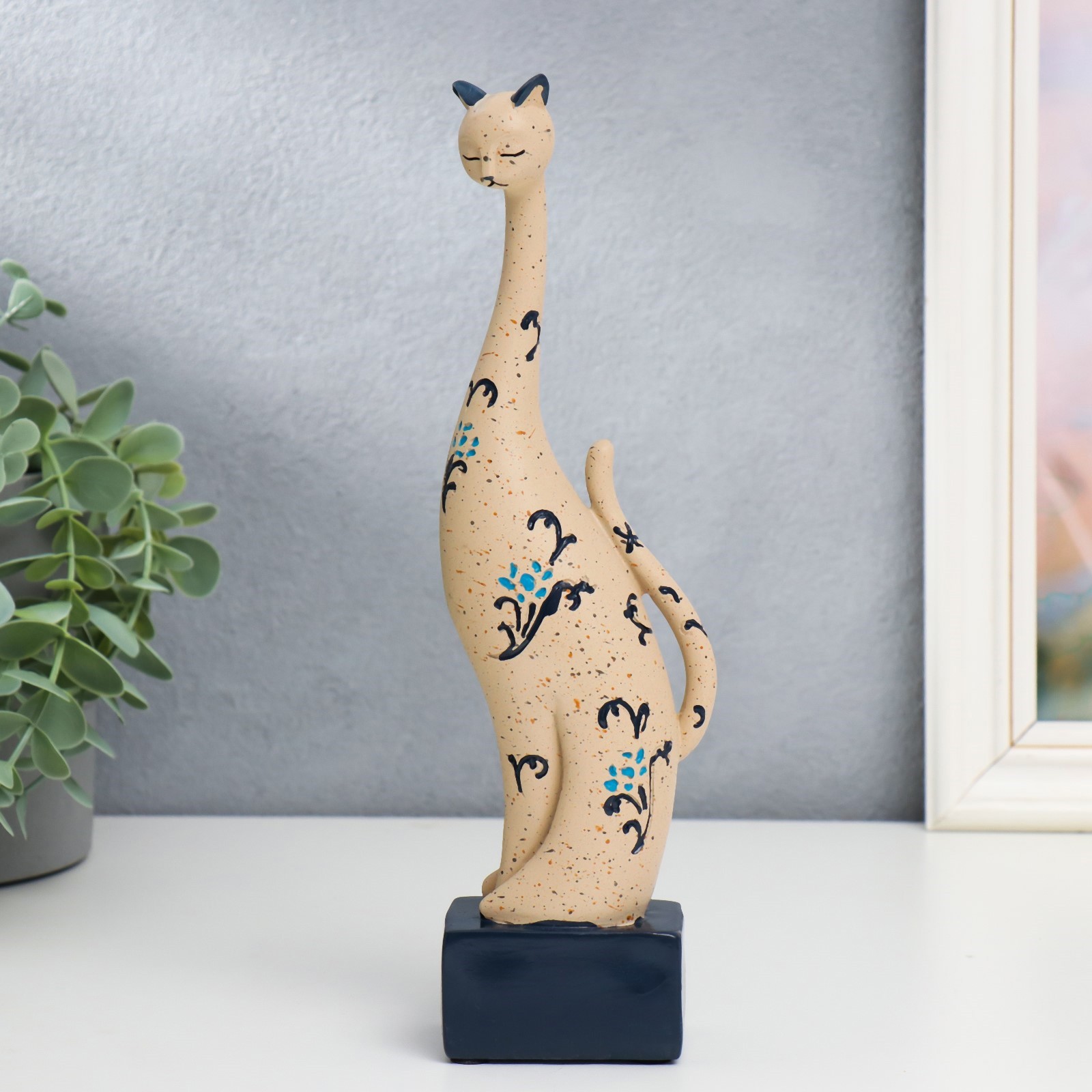 Изображение товара Фигурка сувенирная Simaland "Прованс. Кошка с голубыми цветочками" 25x13x10 см