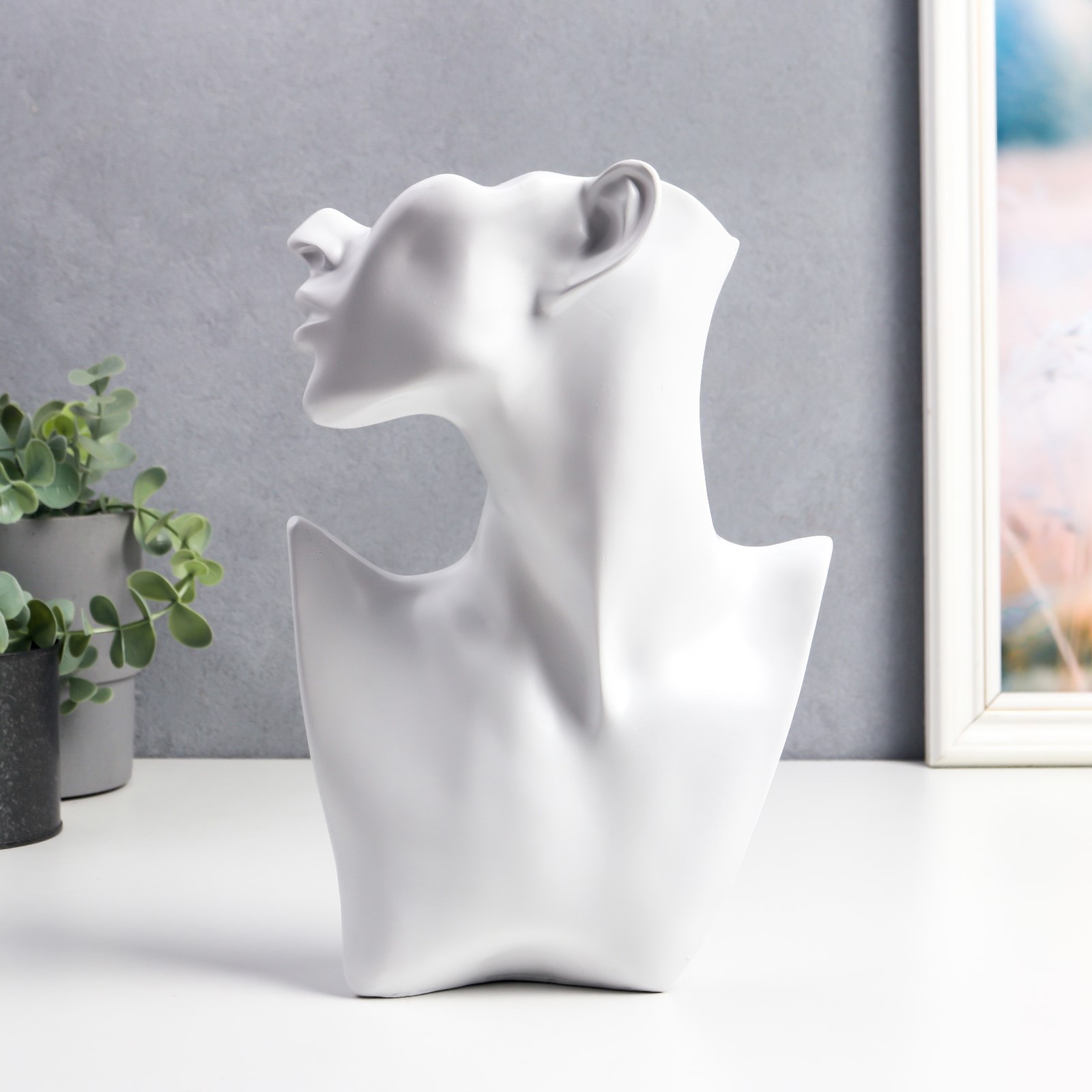 Изображение товара Фигурка сувенирная Simaland "Профиль девушки" белый 17x26x6 см