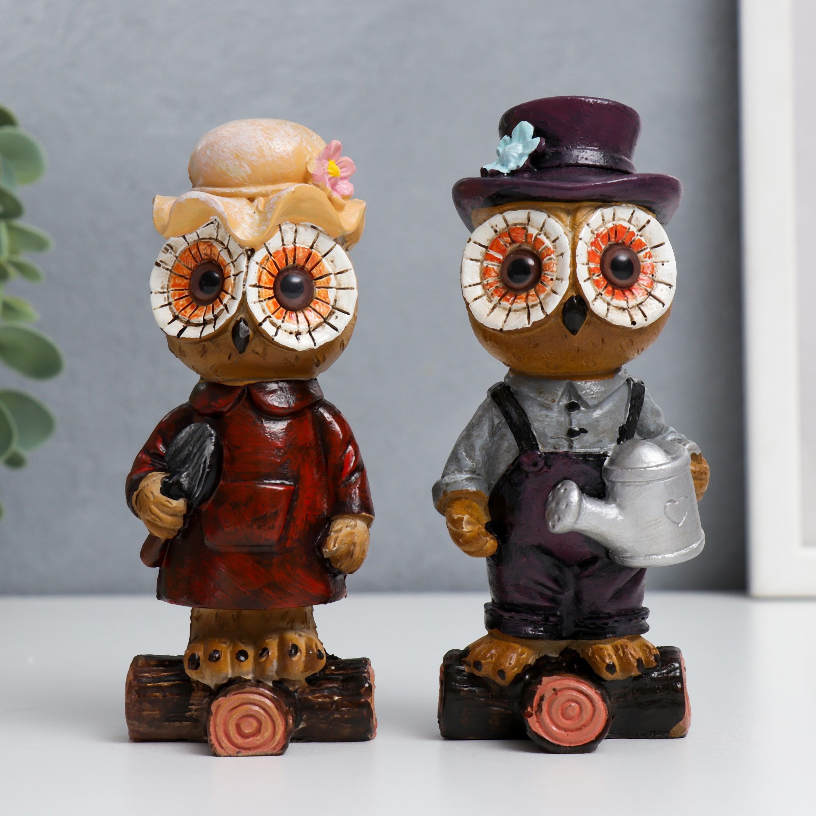 Изображение товара Фигурка Simaland Филин и сова — набор 2 шт, 12×4.2×5 см