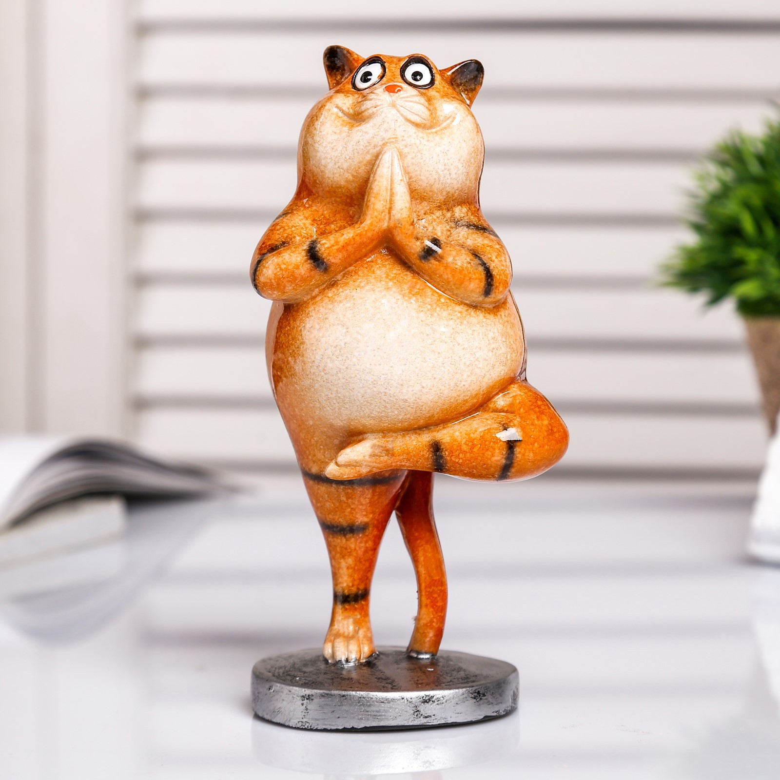 Изображение товара Фигурка сувенирная Simaland Котик в позе дерева 15.5x7x6 см