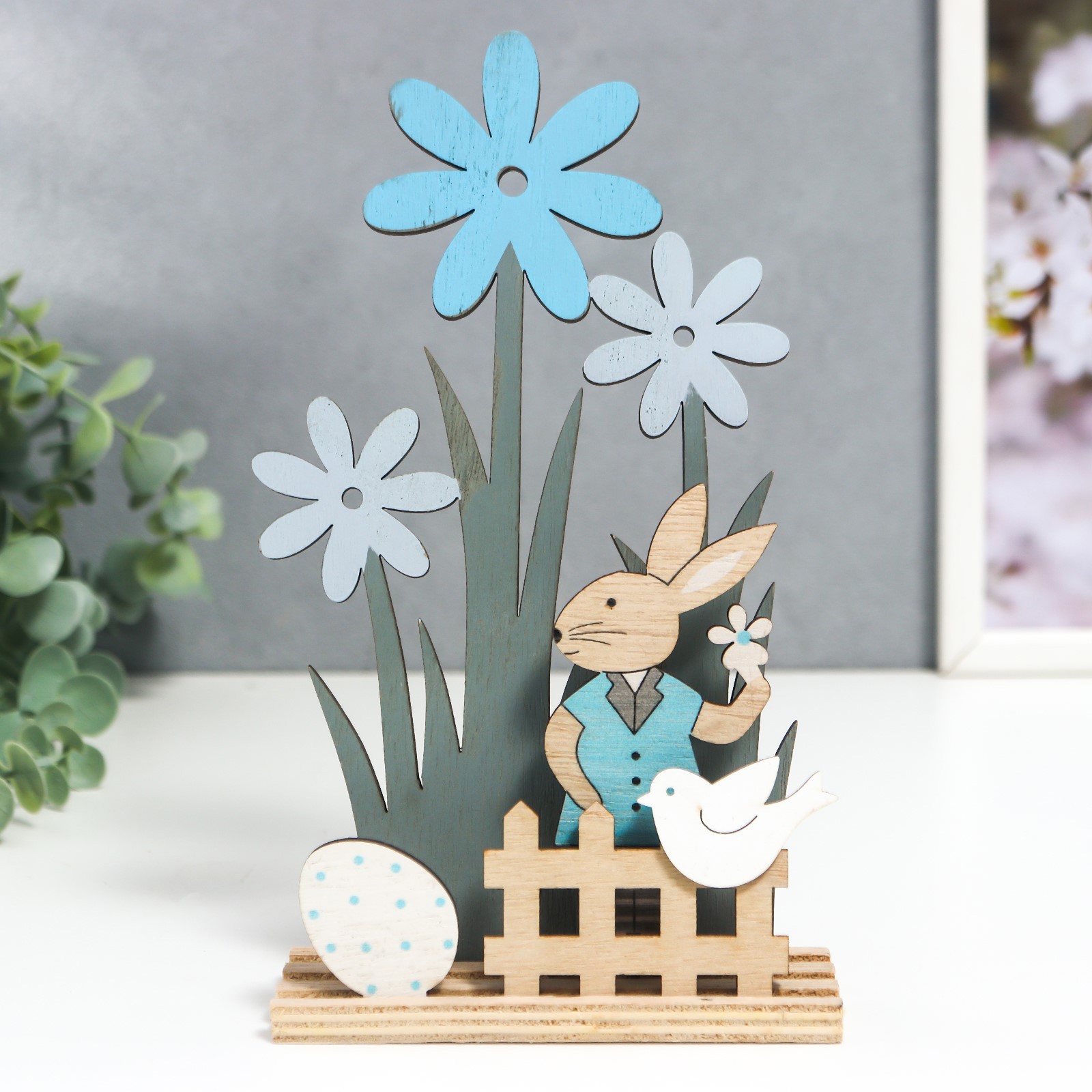 Изображение товара Сувенир Simaland Зайчик с пасхальными яичками в саду 22.5x4x12 см