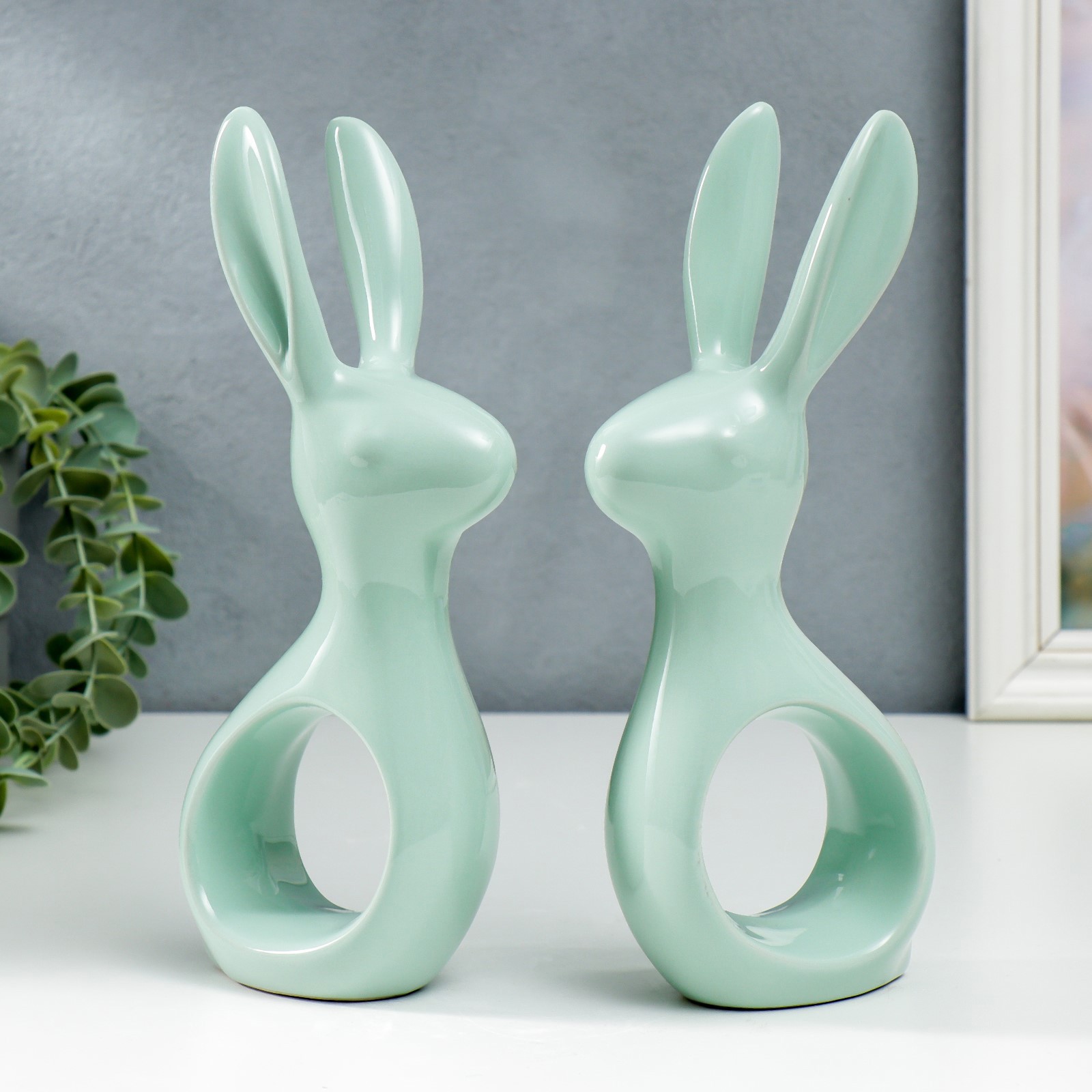 Изображение товара Сувенир Simaland "Зайчики" маршмеллоу мята набор 2 шт 24.5x10 см