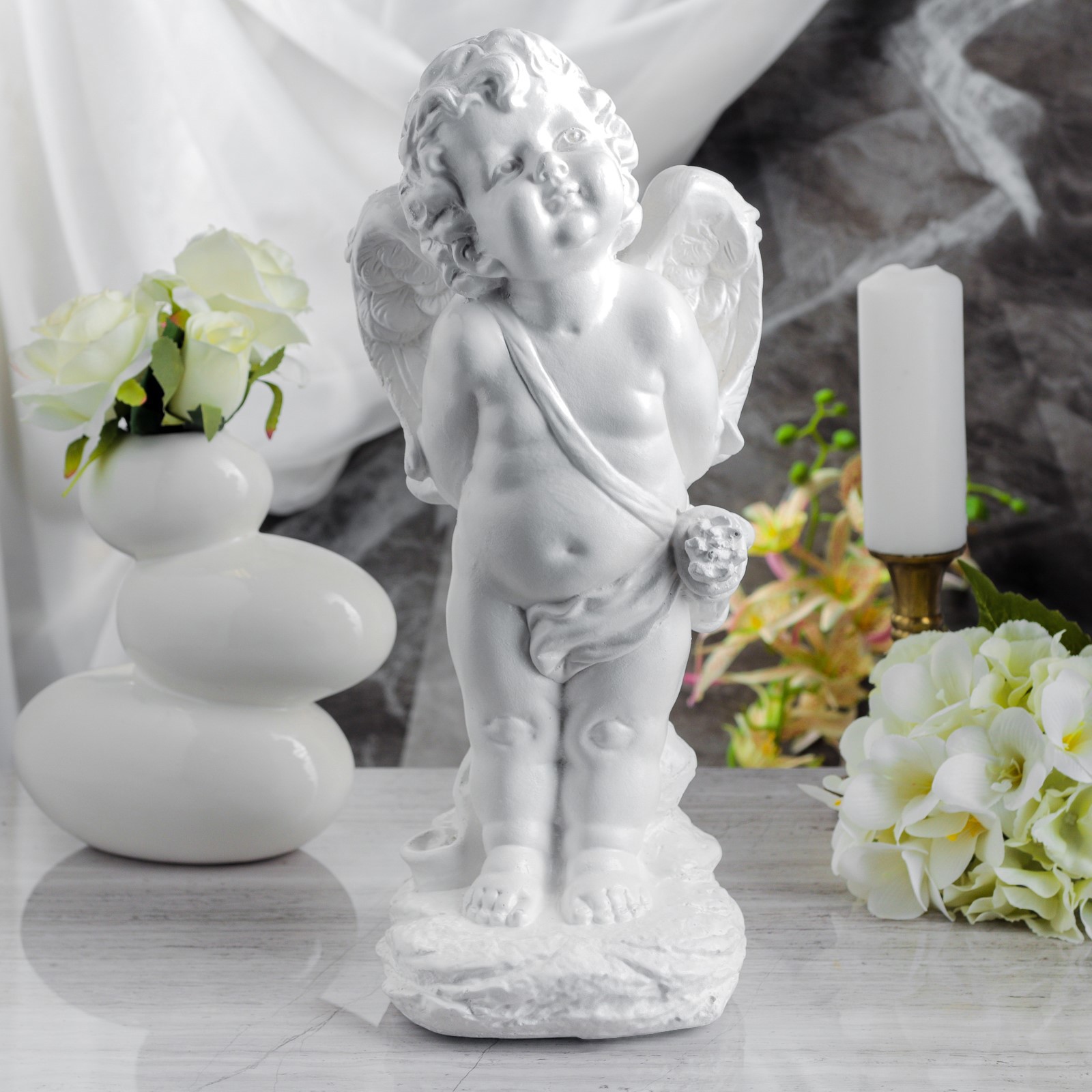 Изображение товара Декоративная фигура PREMIUM GIPS Амур 40 см белая