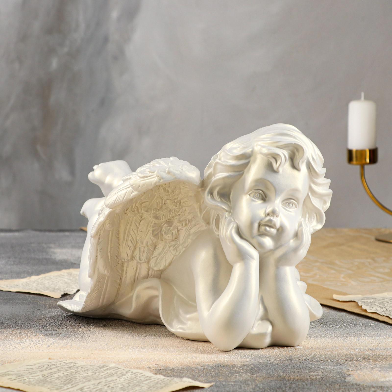 Изображение товара Статуэтка "Ангел лежащий" перламутровая 20 см