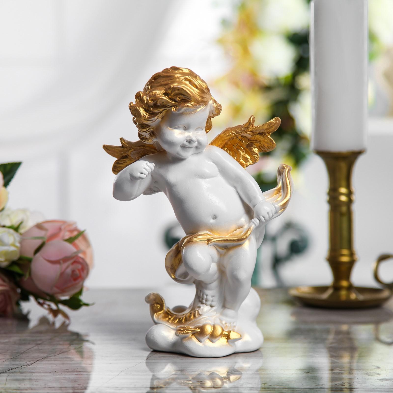 Изображение товара Сувенир-статуэтка "Амур", бело-золотой, гипс, 22 см