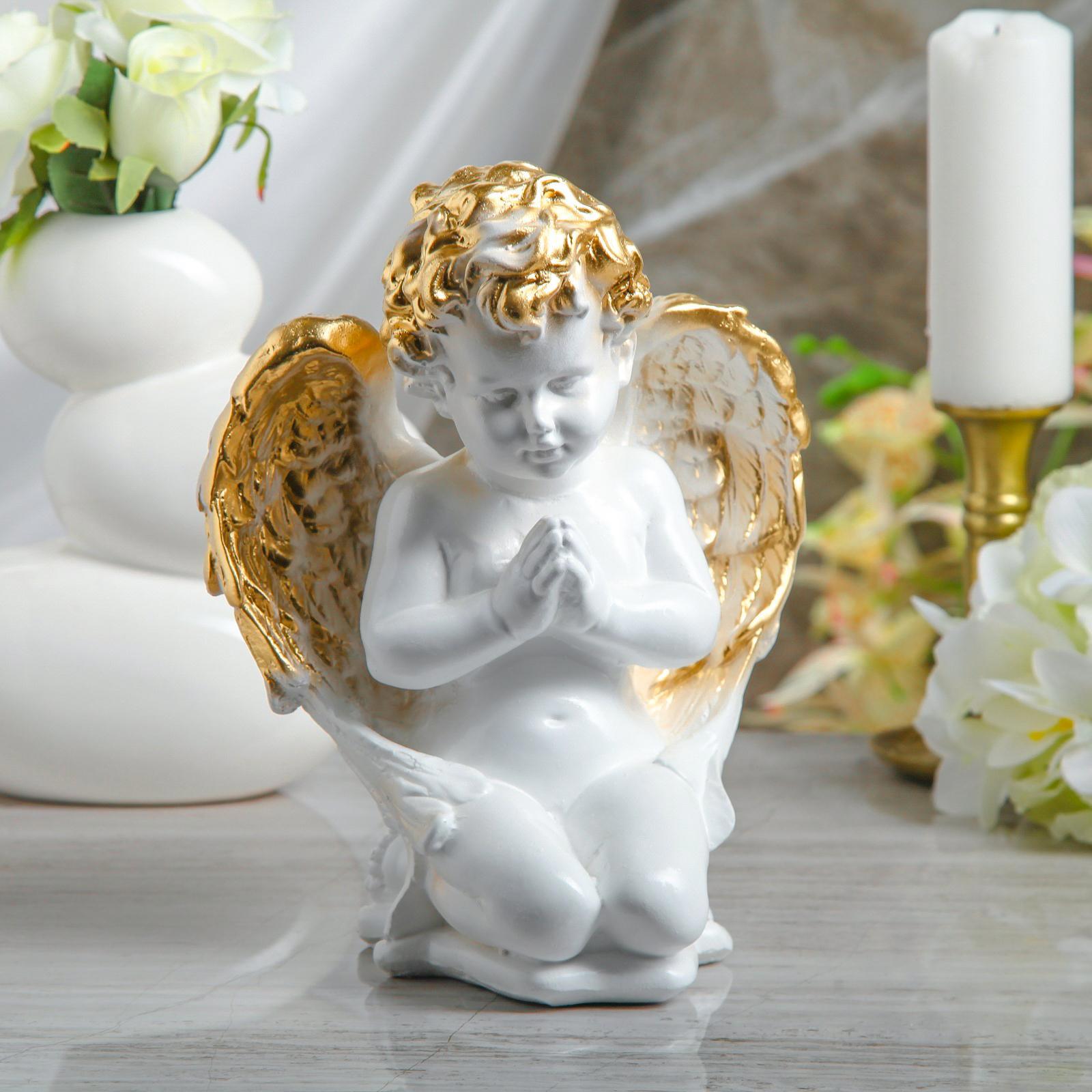 Изображение товара Статуэтка "Ангел молящийся на коленях" белая, 25 см