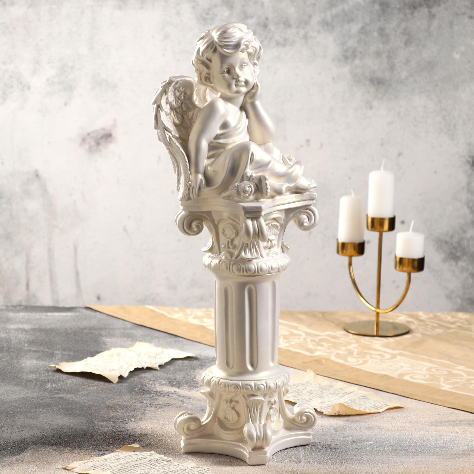 Изображение товара Статуэтка "Ангел на колонне" перламутровая, 53 см