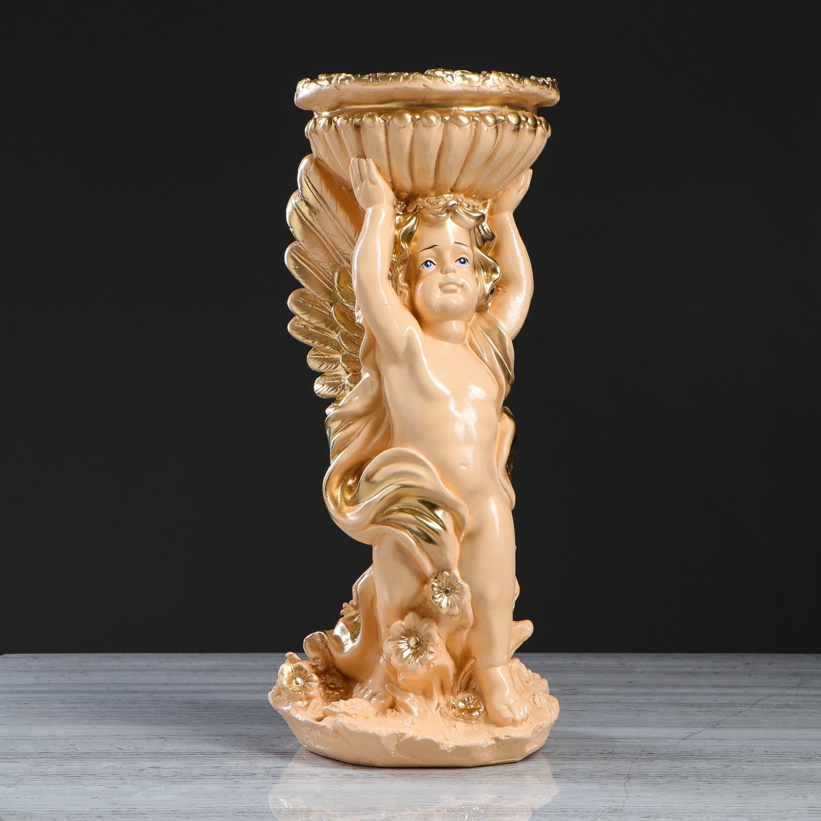 Изображение товара Статуэтка Ангел с горшком, 52 см, бежевая