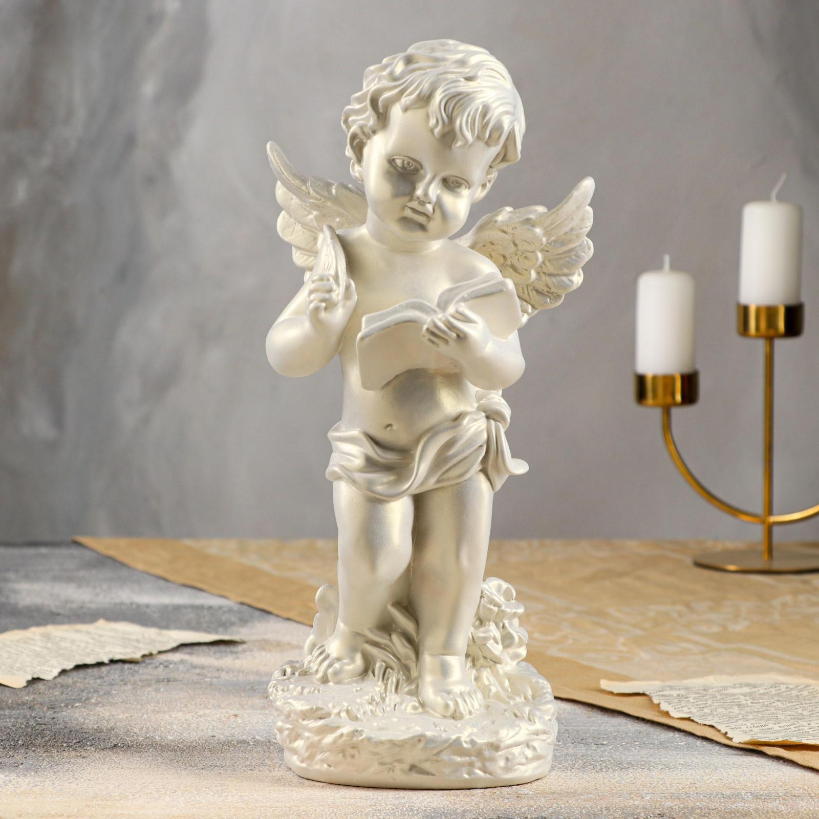 Изображение товара Статуэтка "Ангел с книгой" перламутровая, 34 см