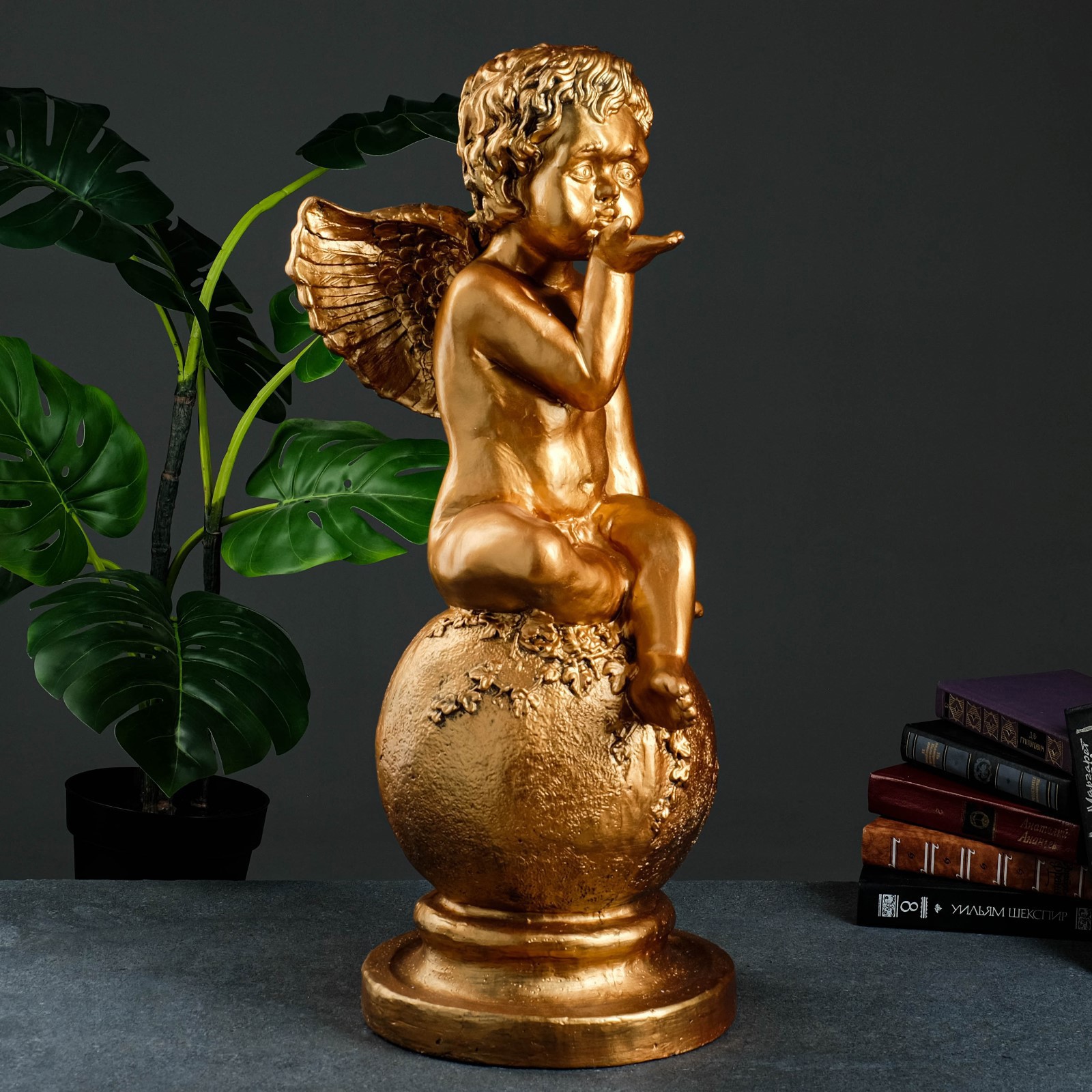 Изображение товара Фигура "Ангел на шаре" бронза 31x40x76см