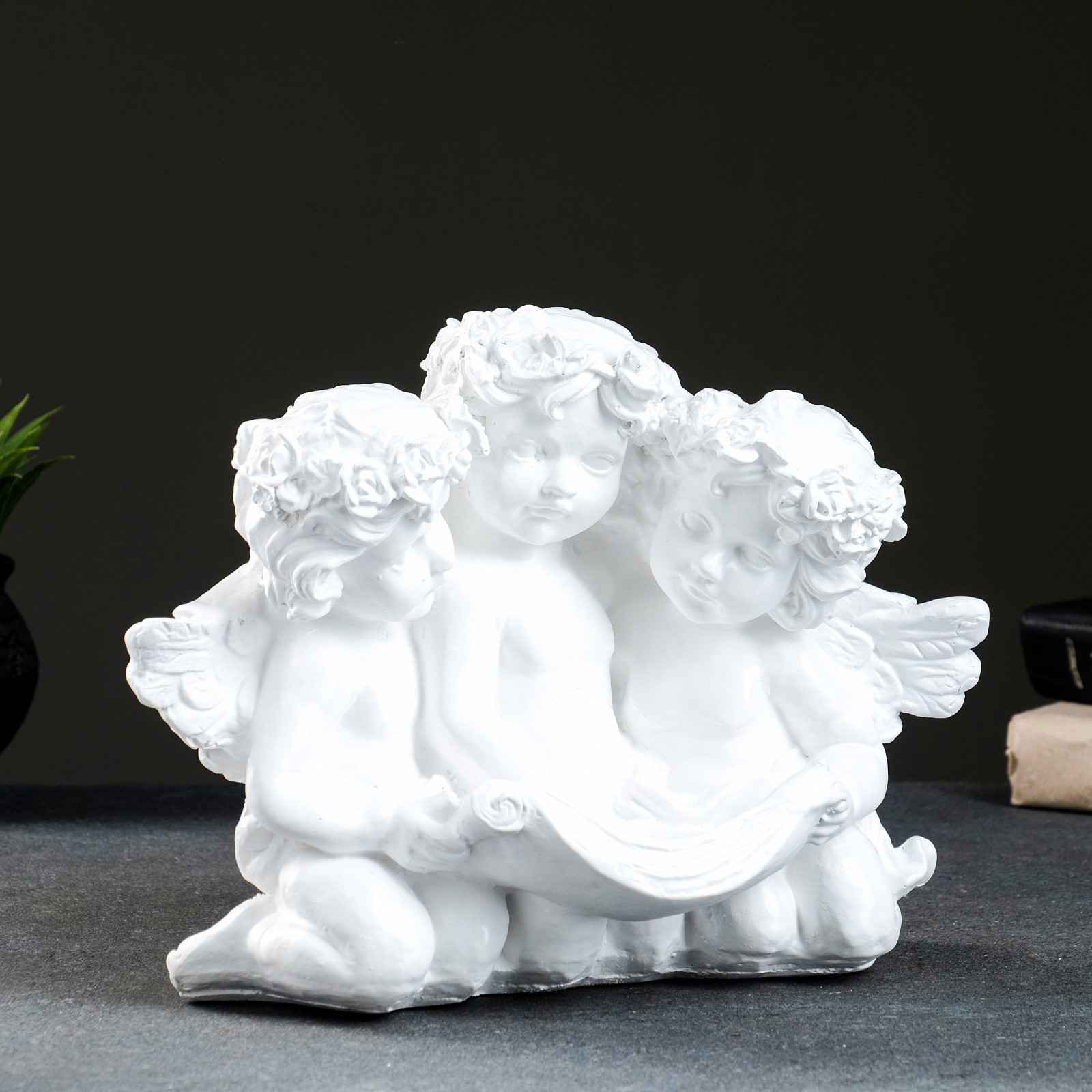 Изображение товара Фигура "Ангел тройной" белый 16x28x22см