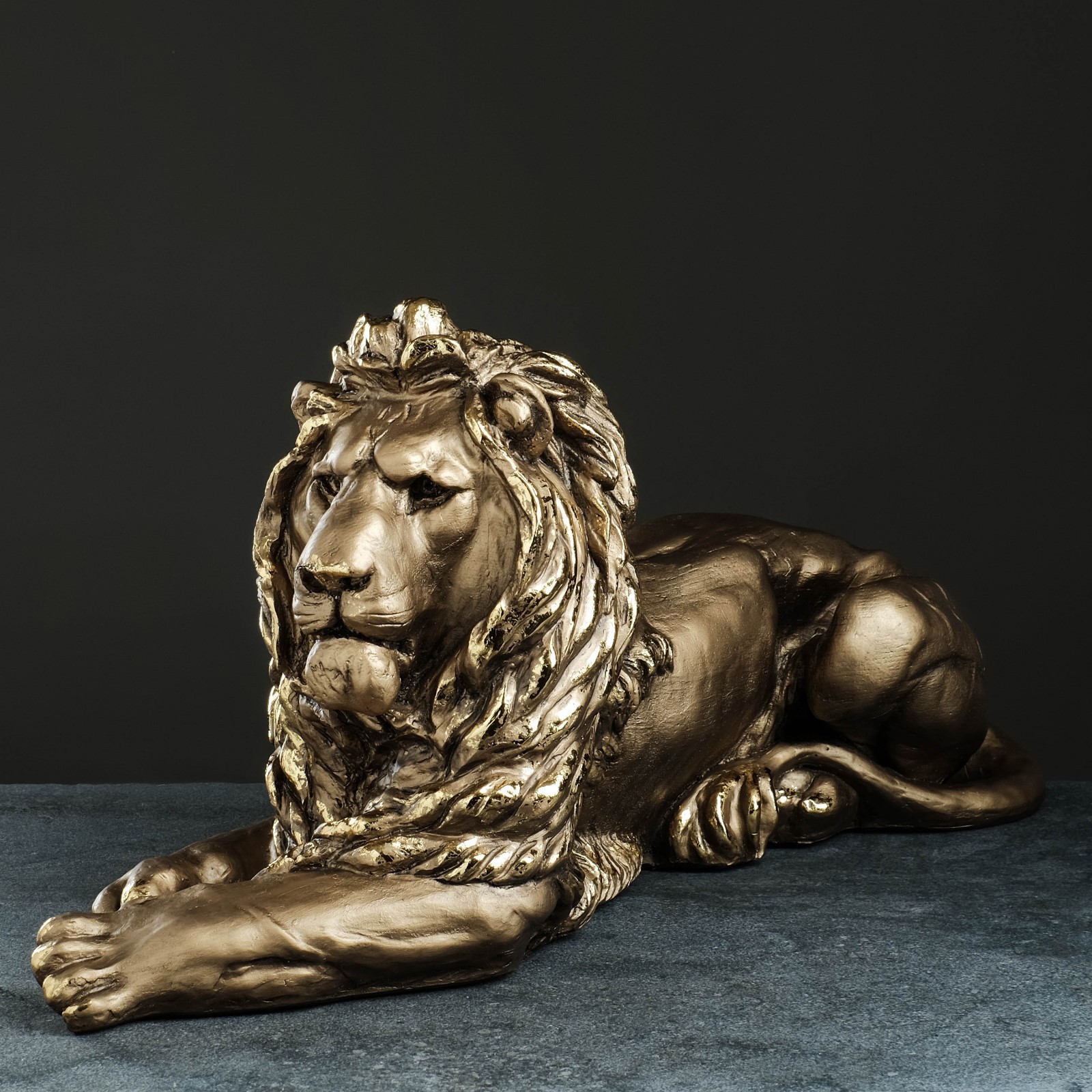 Изображение товара Фигура "Лев смотрит влево" 73x23x33 см, бронза с позолотой