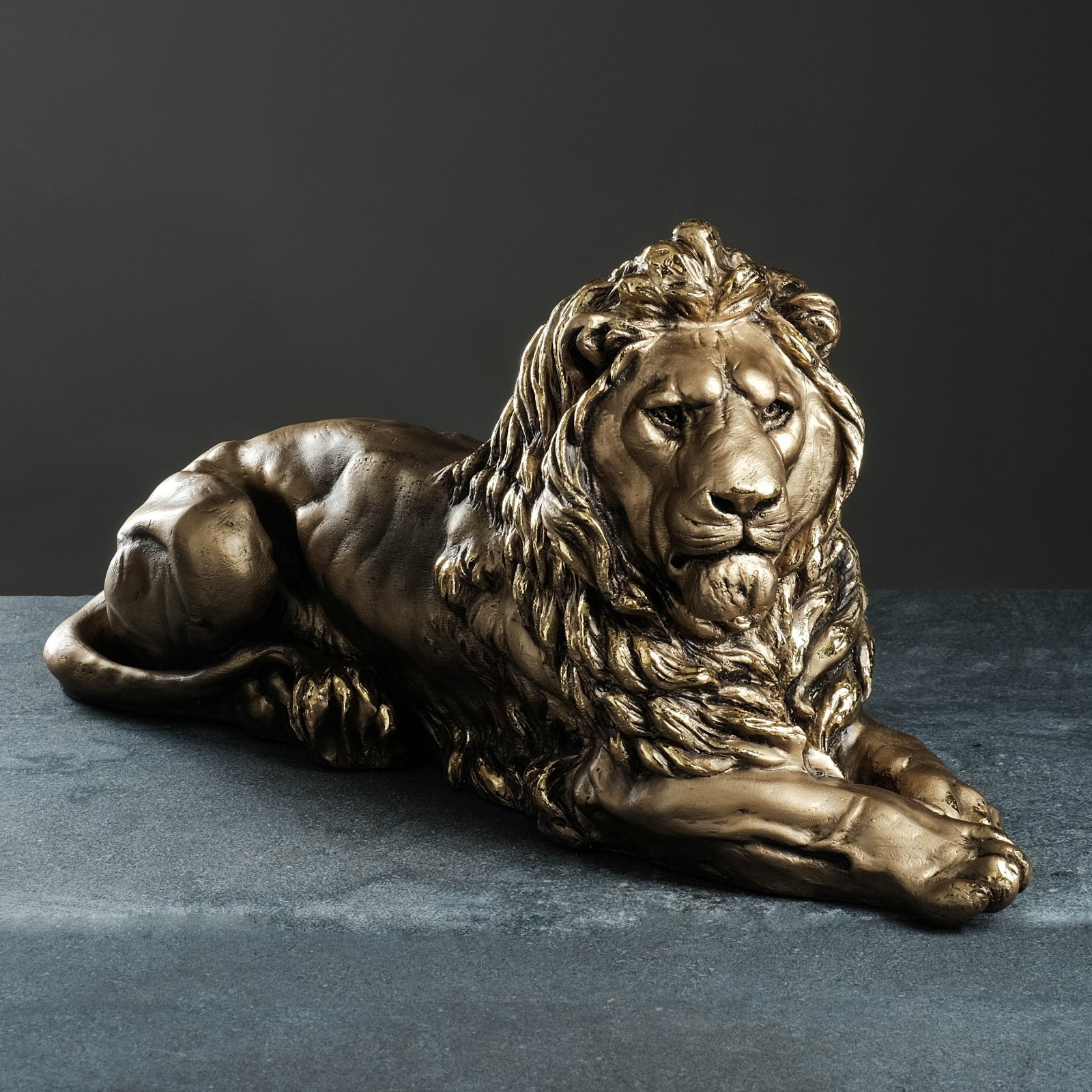 Изображение товара Фигура "Лев смотрит вправо" 71x18x33 см, см бронза с позолотой