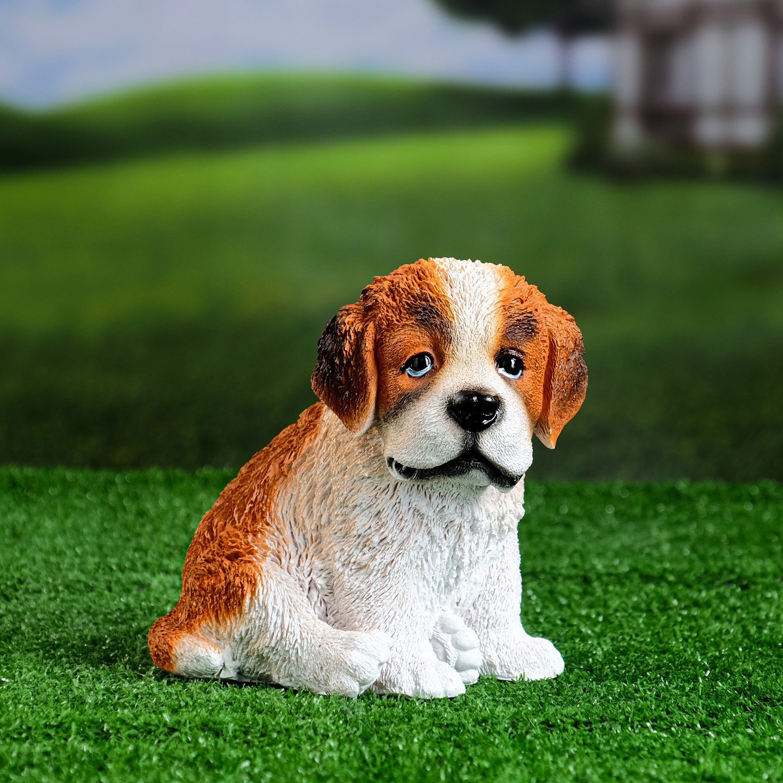 Изображение товара Щенок сенбернара 17 см — декоративная фигура из полистоуна