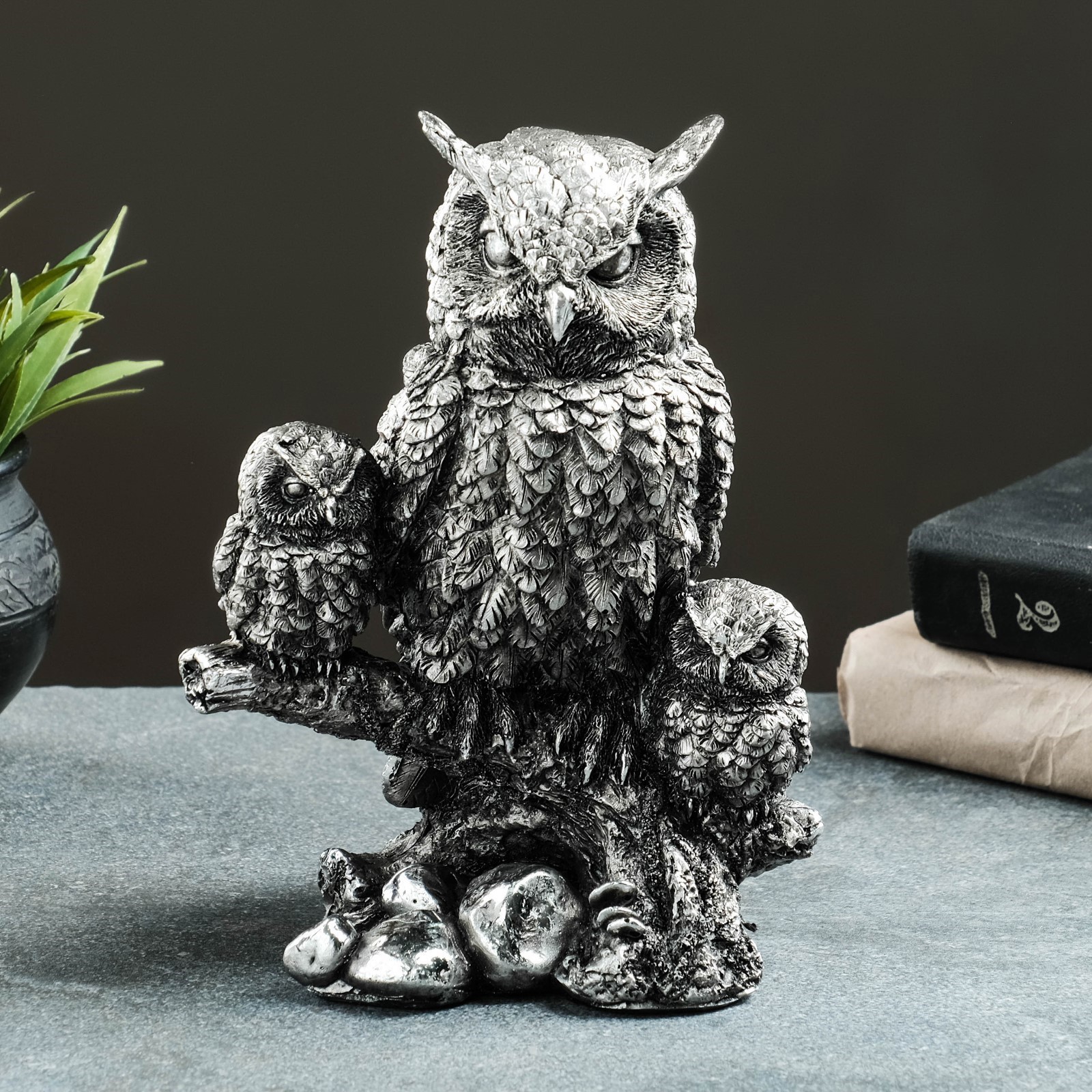 Изображение товара Декоративная фигура сов на коряге 31 см, полистоун