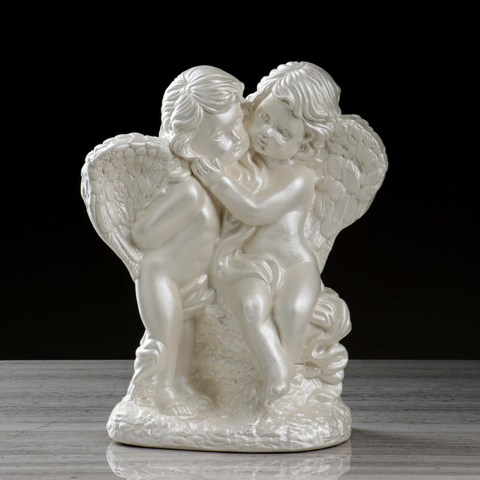 Изображение товара Статуэтка "Пара ангелов нам камнях" перламутровая, 35 см