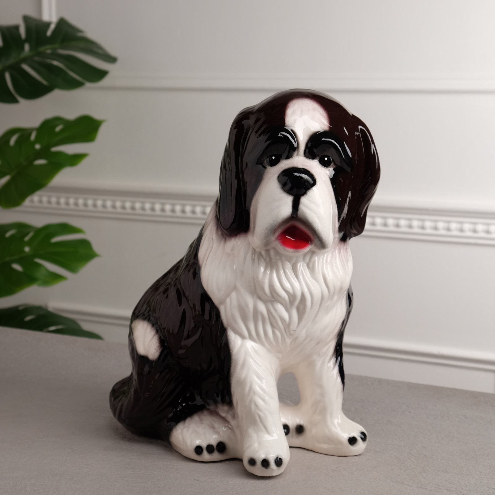 Изображение товара Копилка "Собака Бетховен" бело-коричневая, керамика, 33 см