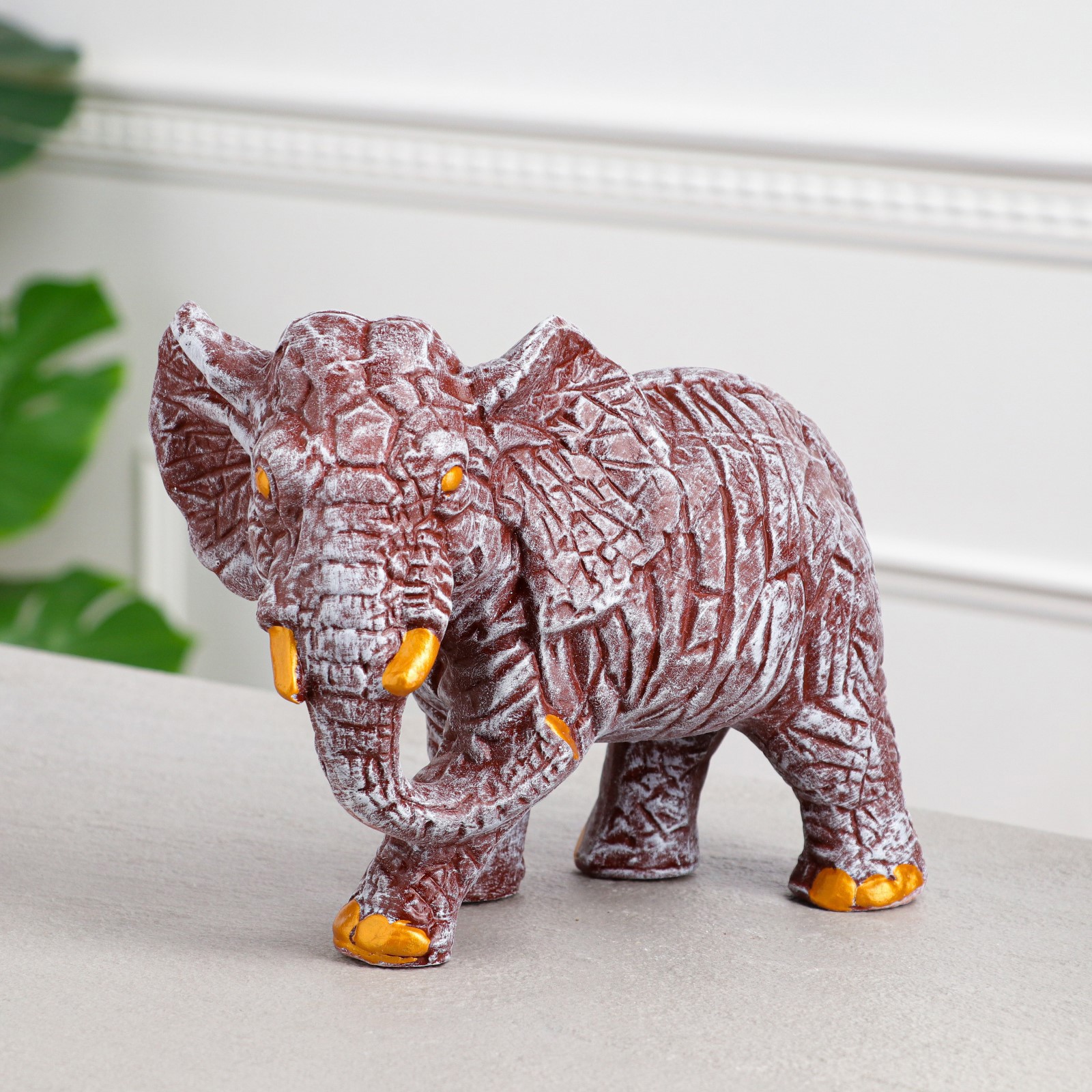 Изображение товара Копилка-оригами "Слон" резка камень коричневый 24x19 см