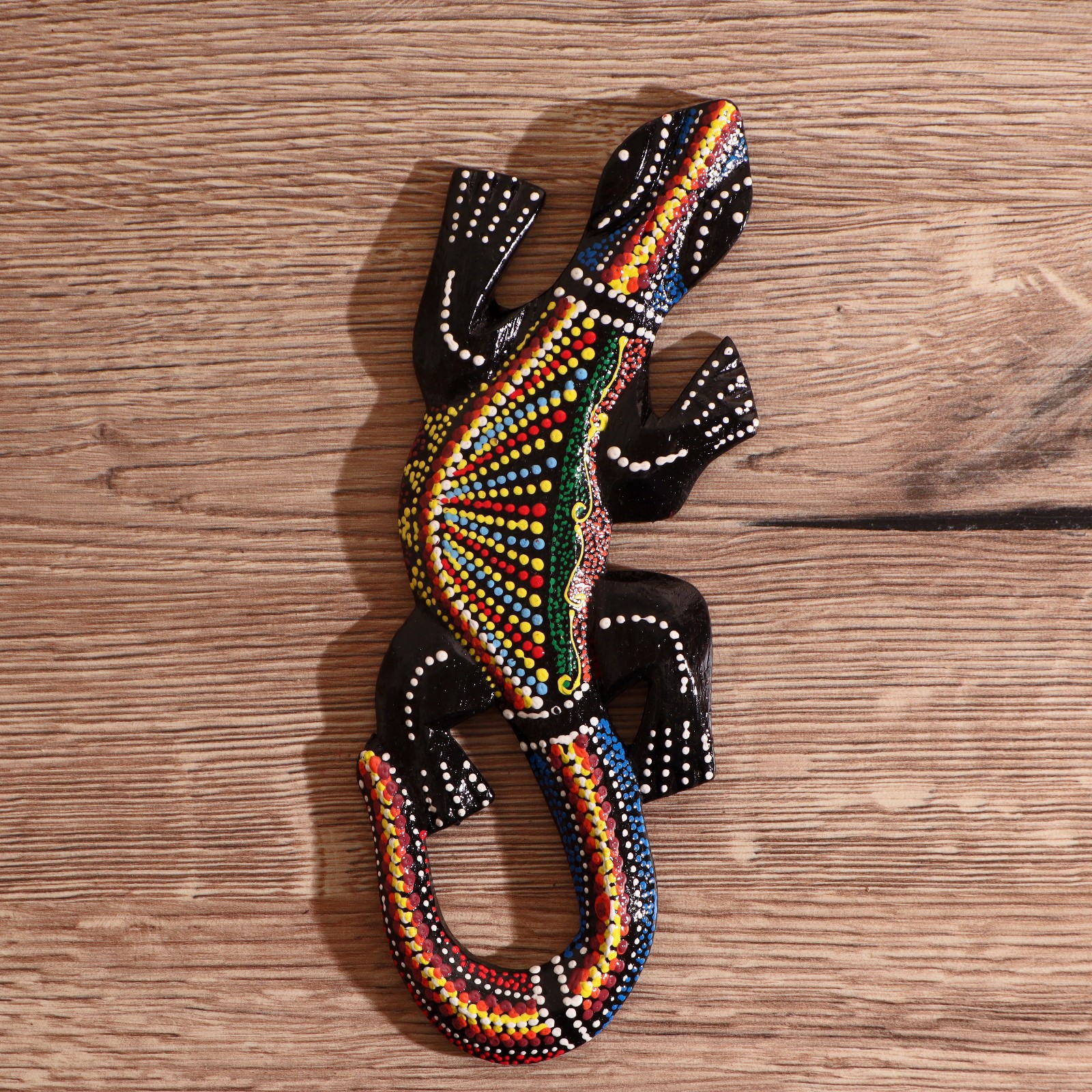 Изображение товара Панно настенное "Геккон цветной" дерево 20x6x1 см