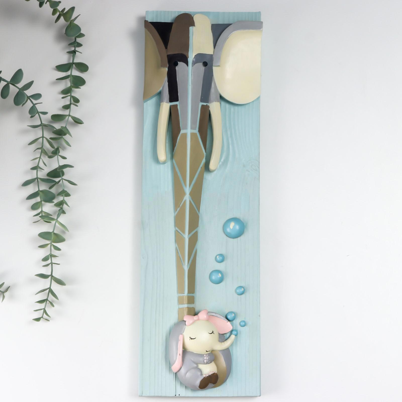 Изображение товара Сувенир полистоун настенный декор "Слон и детёныш" 47.5x6x14.5 см