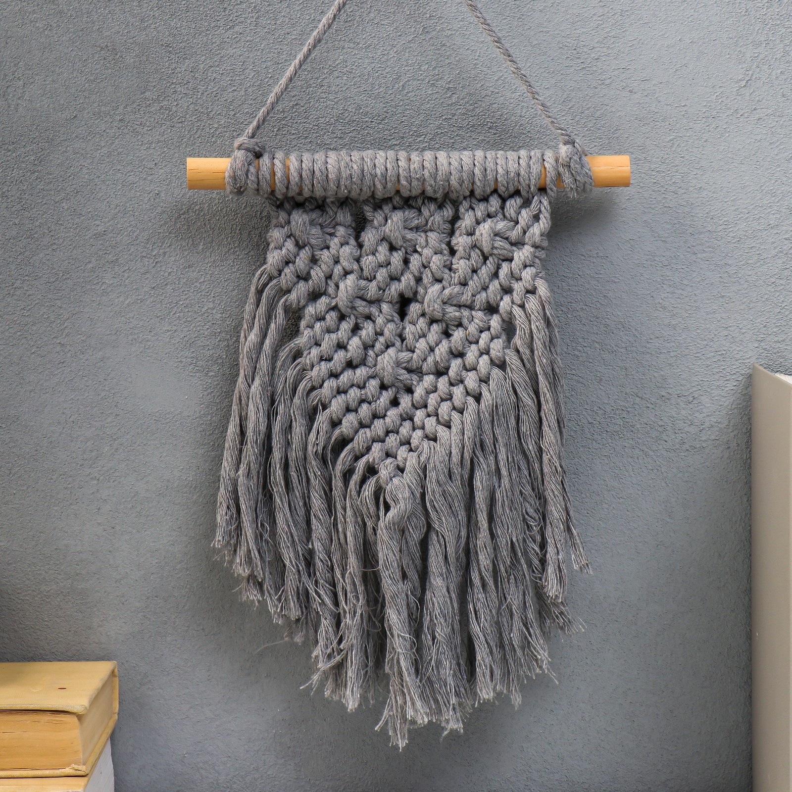 Изображение товара Панно настенное в технике макраме "Калле" серый 38x20 см