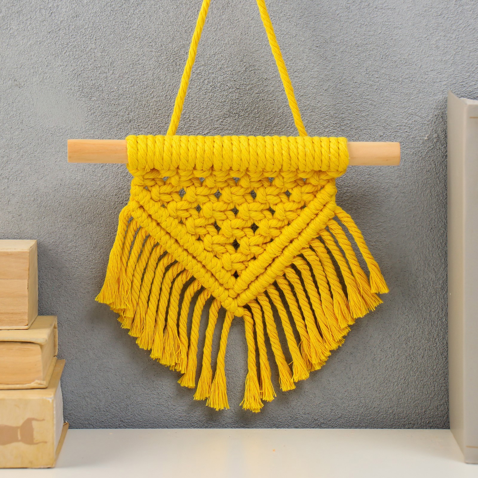 Изображение товара Панно настенное в технике макраме "Сканди" тёплый жёлтый 33x20 см