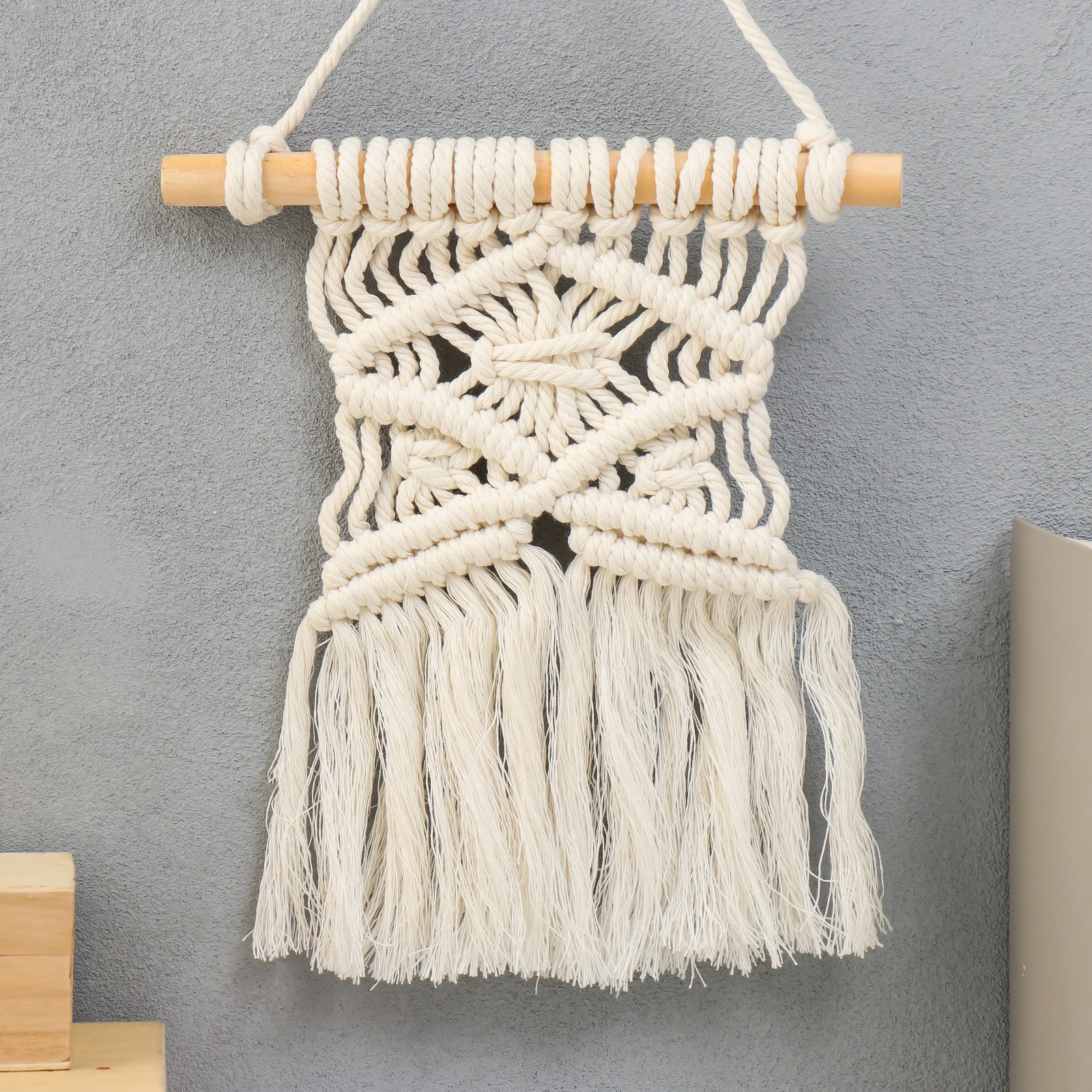 Изображение товара Панно настенное в технике макраме "Тора" натуральный 40x20 см