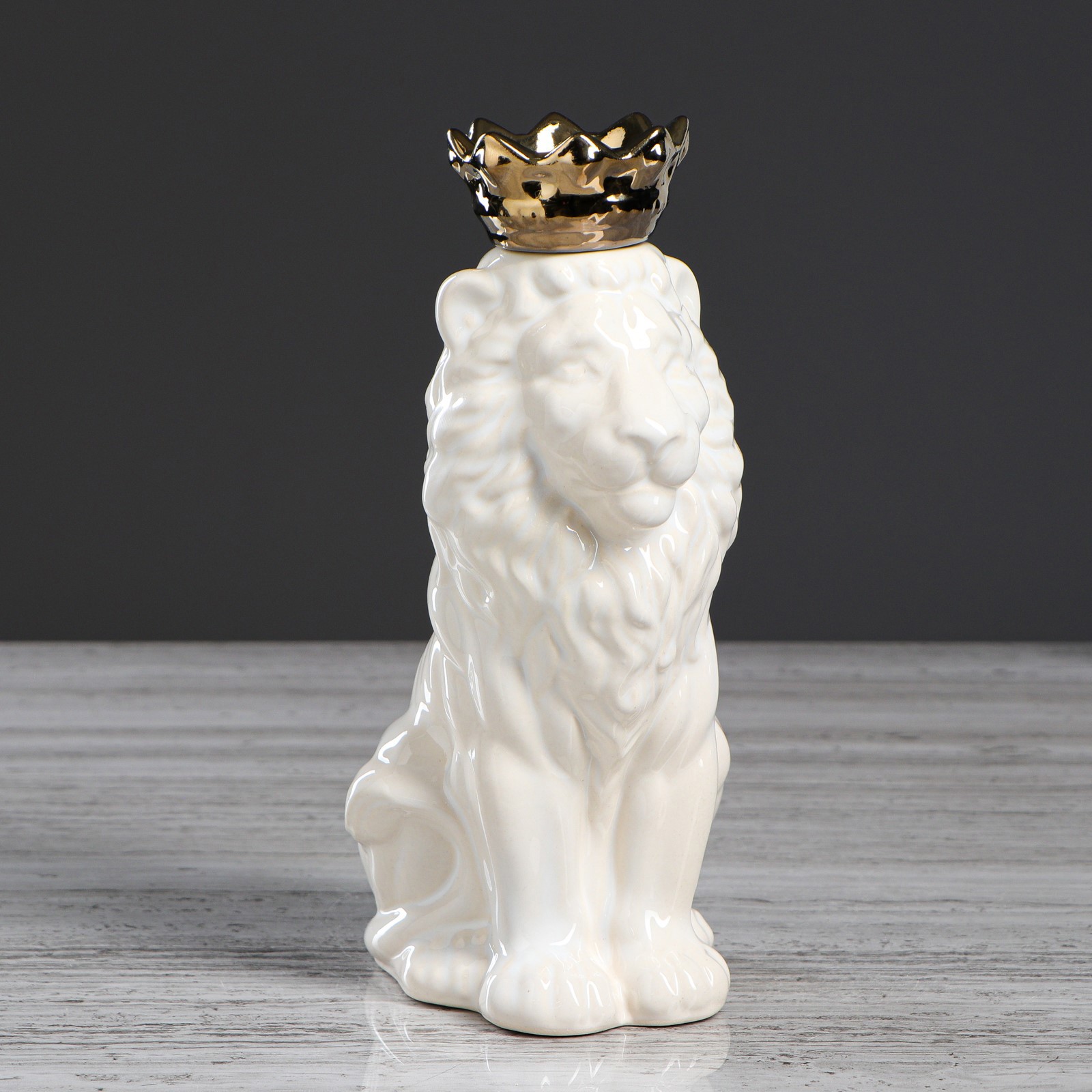 Изображение товара Копилка "Лев с короной" глянец, белая, 25 см