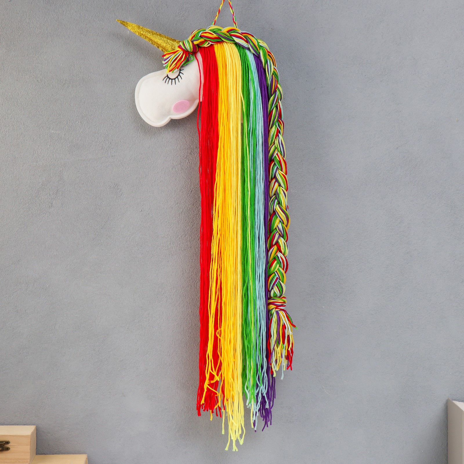 Изображение товара Панно настенное текстиль "Единорожка" яркие цвета 70x25 см