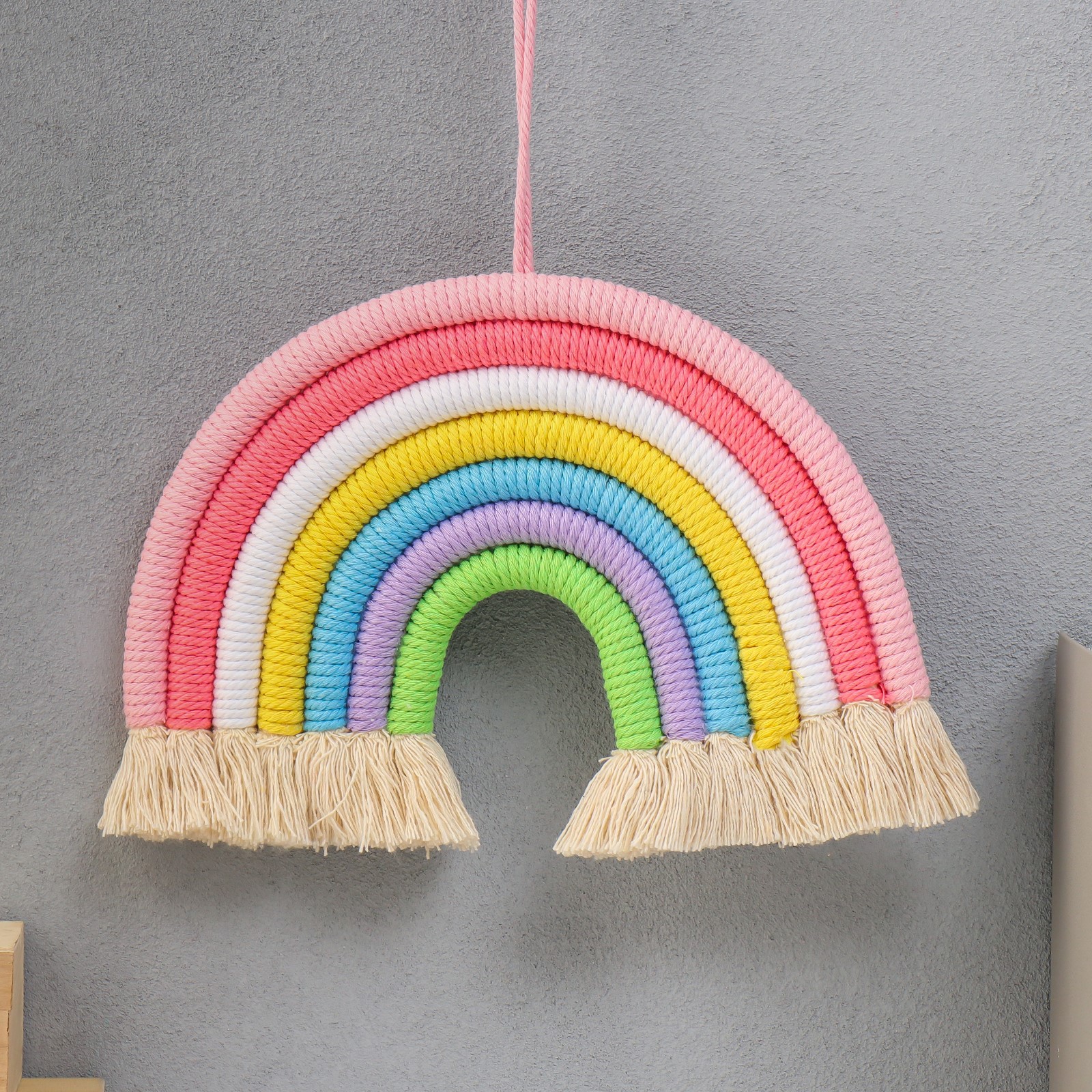 Изображение товара Панно настенное текстиль "Радуга" пастельные оттенки 27x28 см