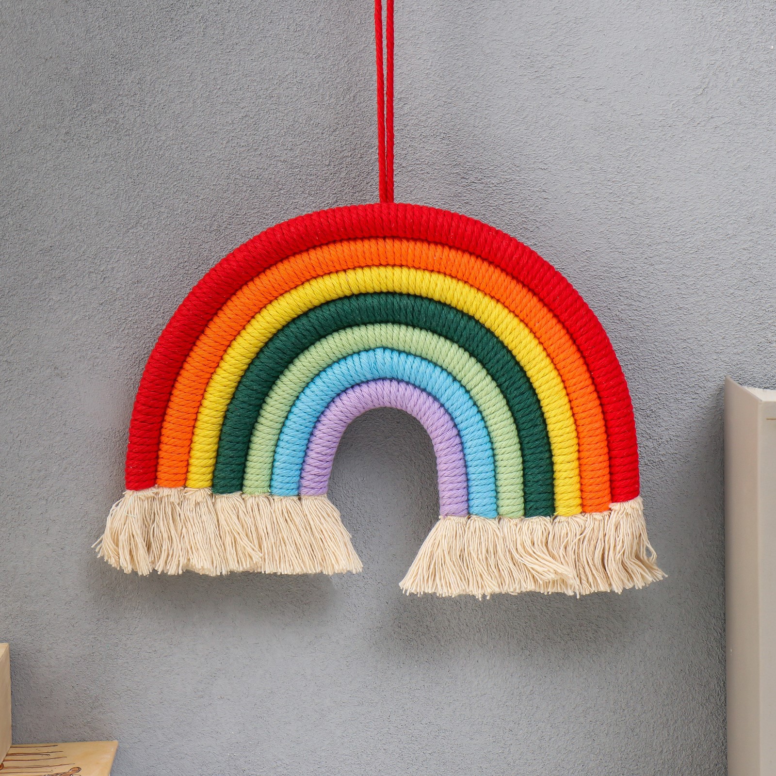 Изображение товара Панно настенное текстиль "Радуга" яркие цвета 27x28 см