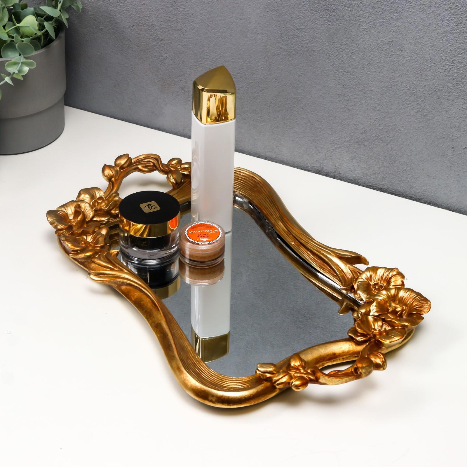 Изображение товара Подставка интерьерная с зеркалом «Золотые цветы» 23x40 см