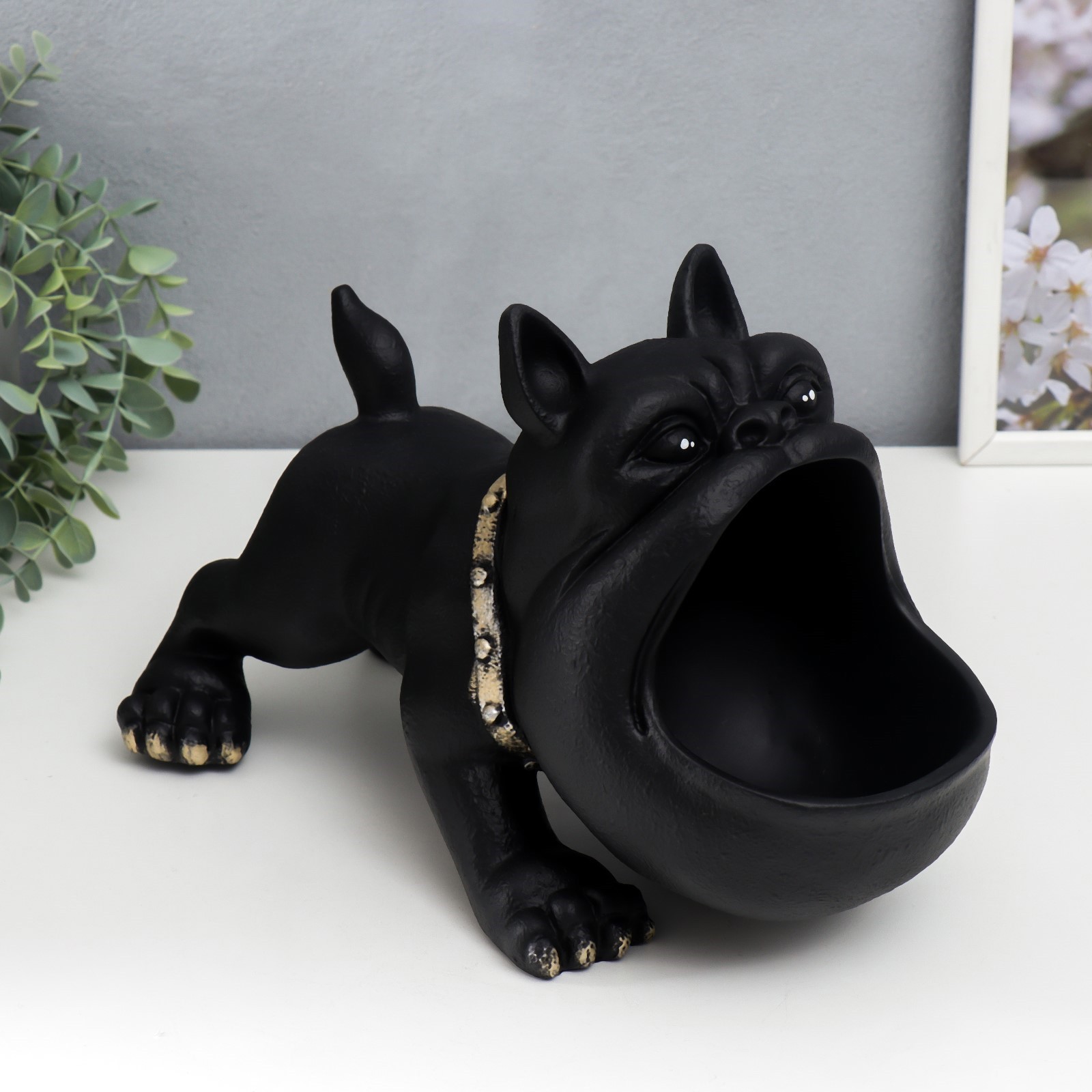 Изображение товара Подставка интерьерная "Чёрный бульдог" 22x18x33.5 см