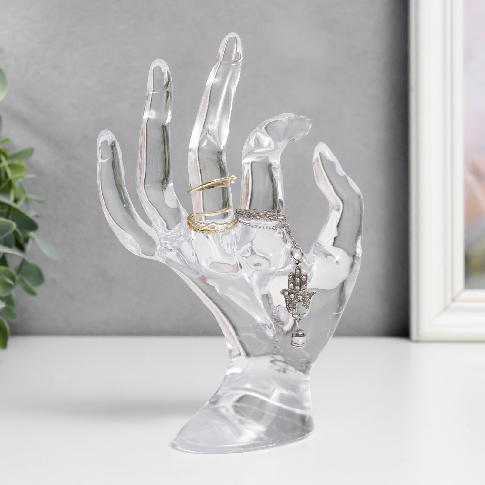 Изображение товара Подставка интерьерная для украшений Рука прозрачный 16.5x8 см