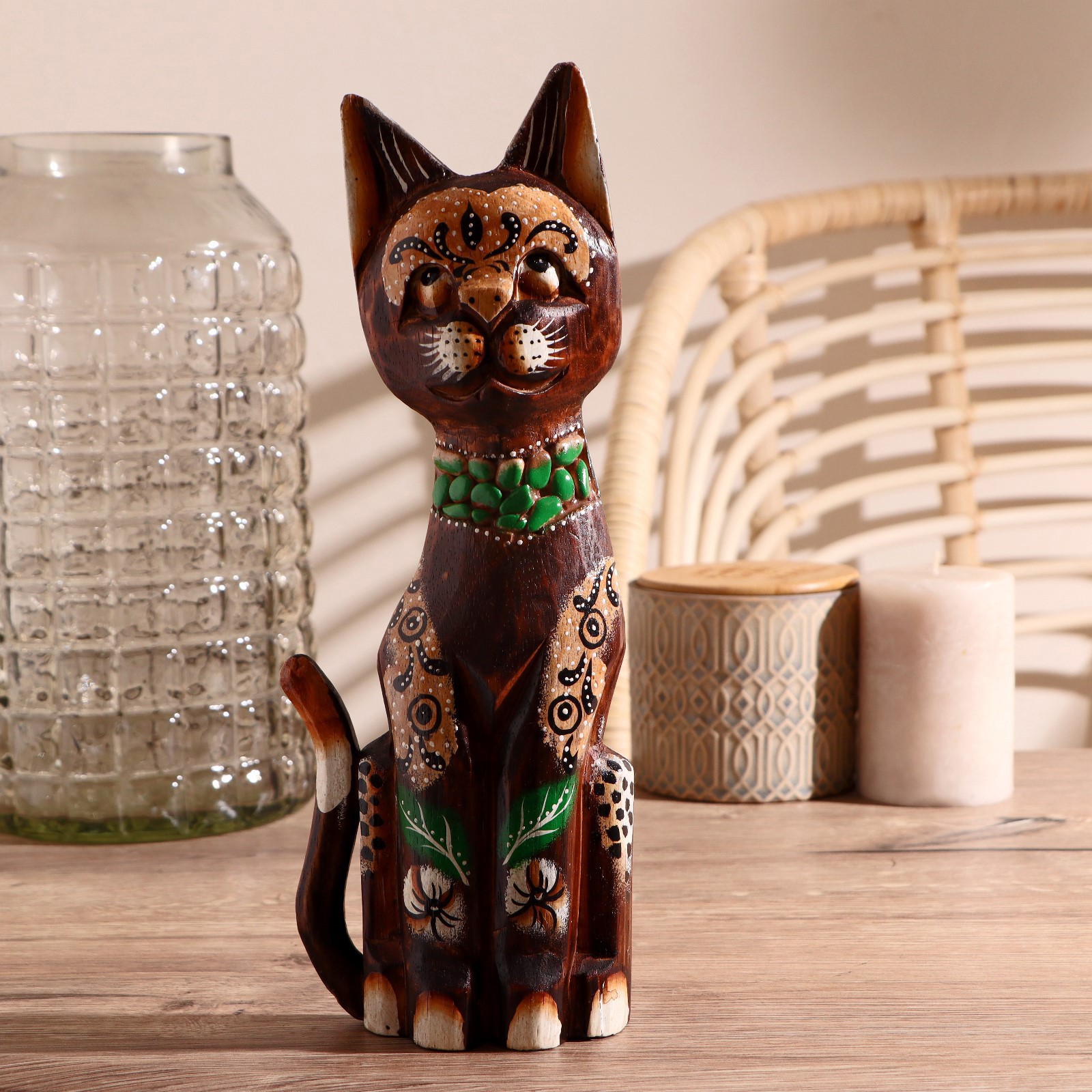 Изображение товара Сувенир интерьерный "Кошка в изумрудном ошейнике" высота 30 см