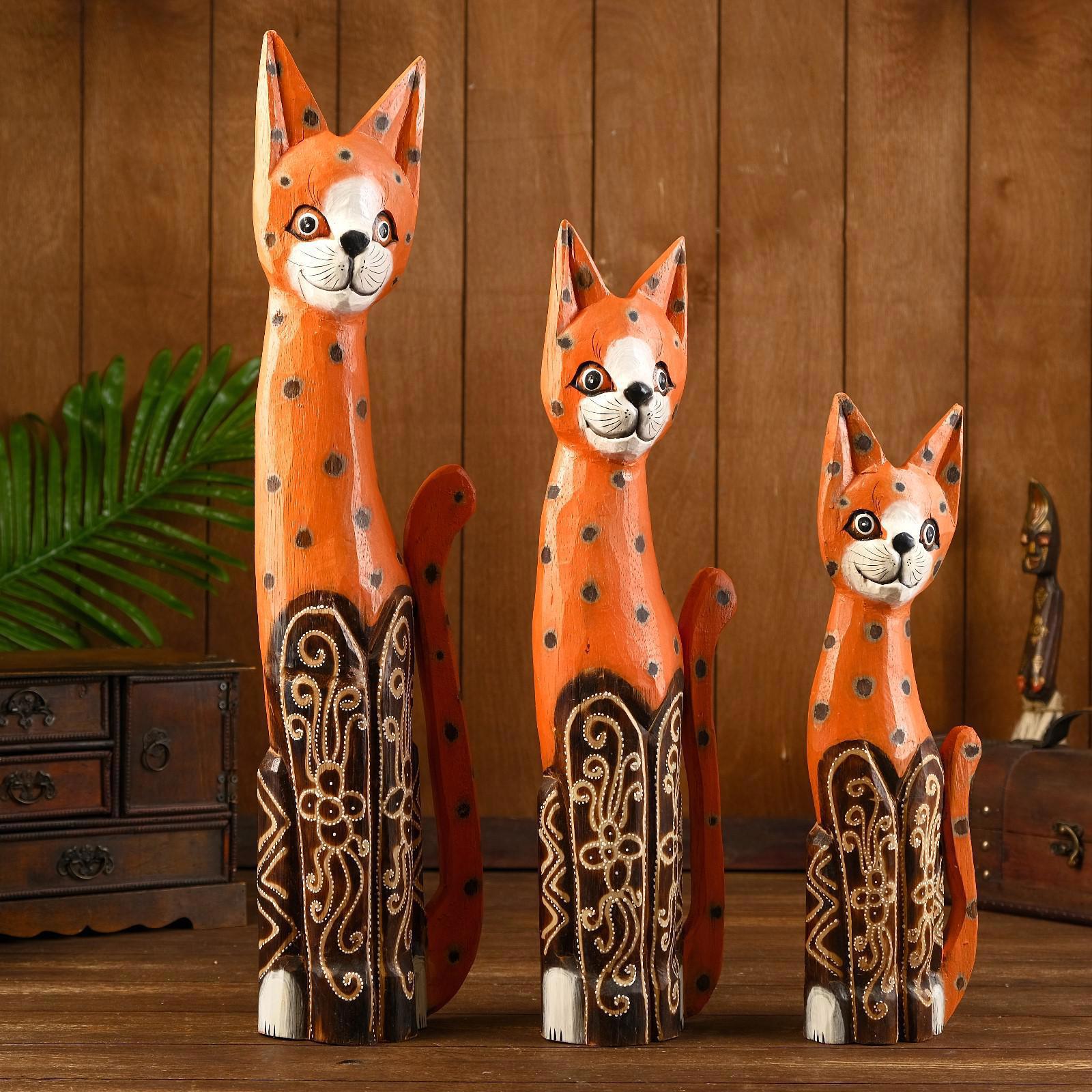 Изображение товара Набор интерьерных сувениров 3 шт "Кошки с румянцем" (высота 40.50.60) 27x10x60 см