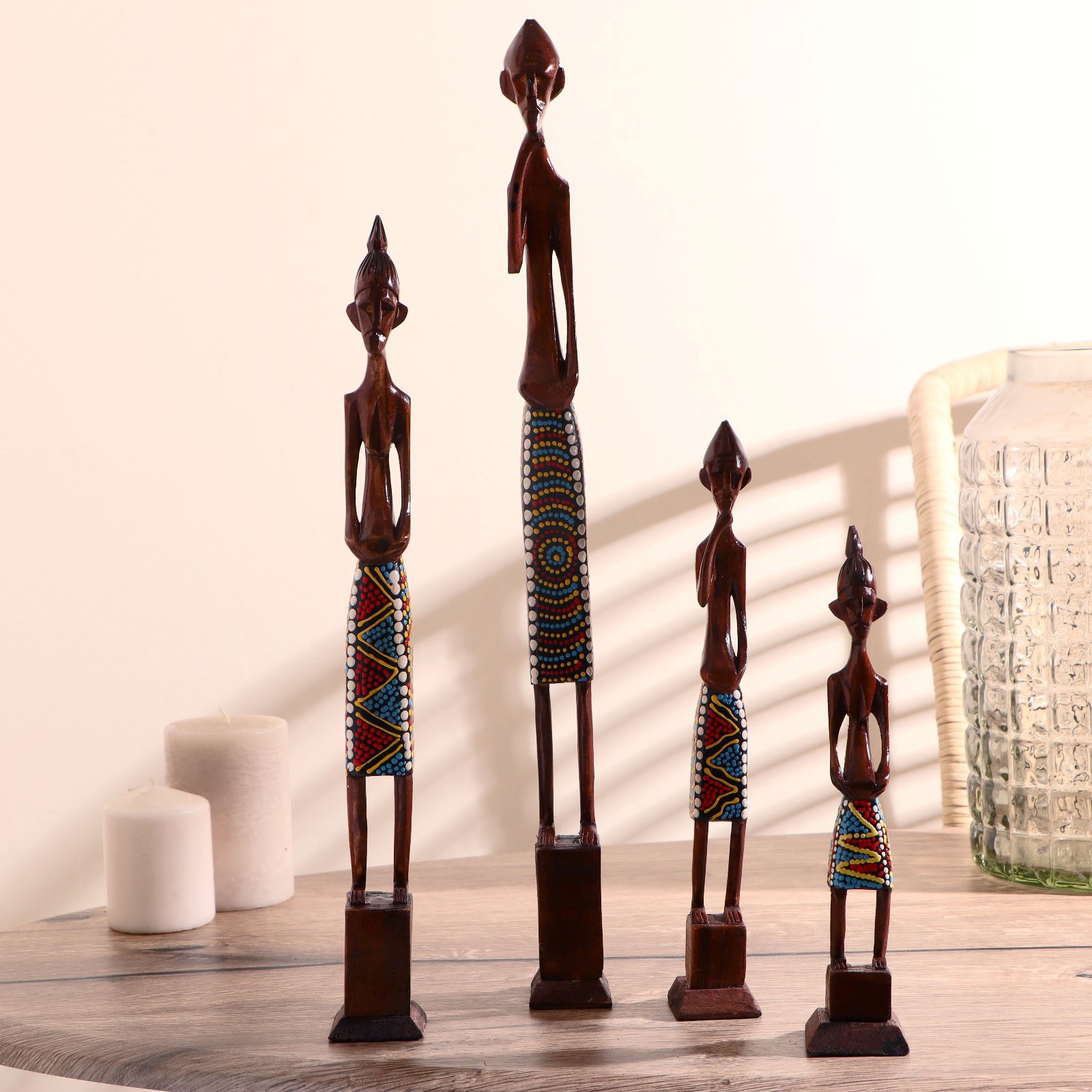 Изображение товара Набор интерьерных сувениров 4 шт Семья аборигенов высота 40.30.25.20 см