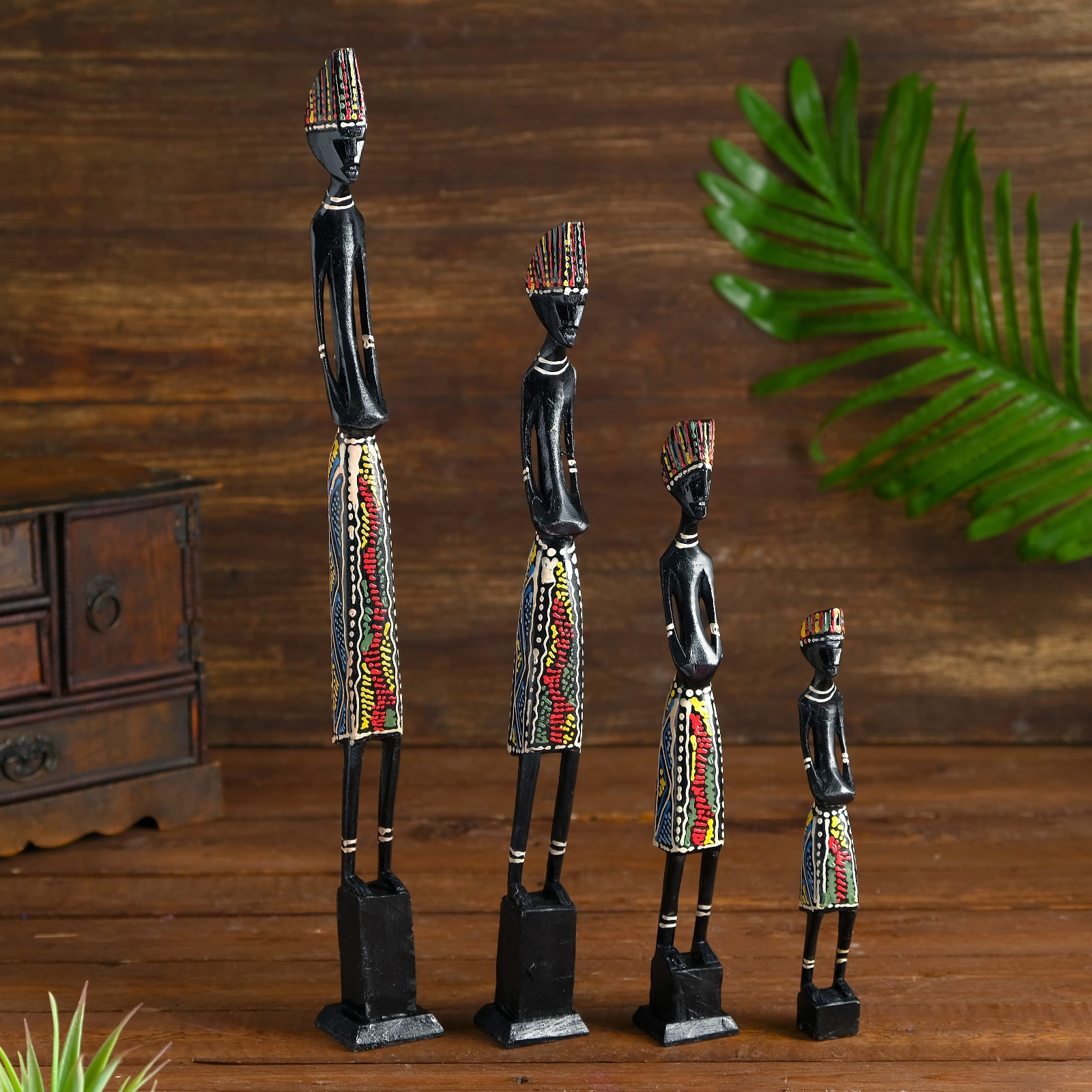 Изображение товара Набор интерьерных фигурук: Семейка аборигенов, дерево, 4 шт