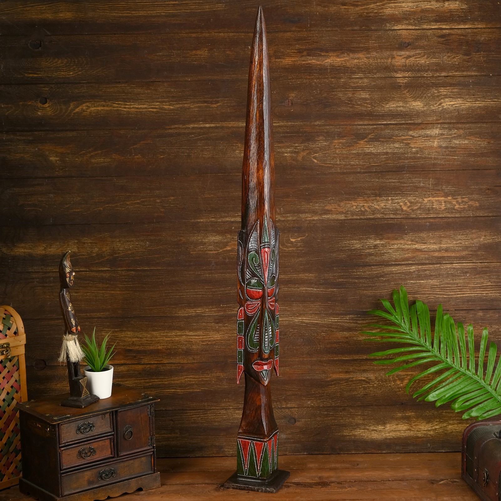 Изображение товара Сувенир интерьерный Голова аборигена из дерева 12x12x100 см