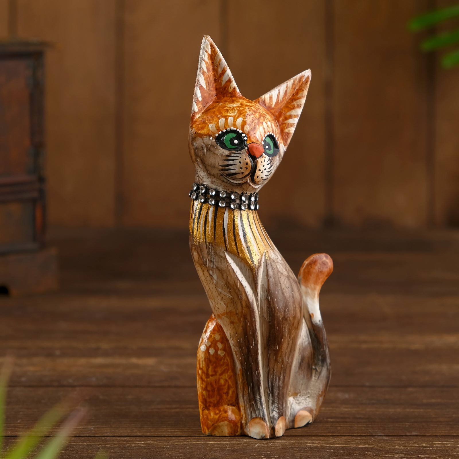 Изображение товара Сувенир интерьерный "Кошка в ошейнике, рыжие ушки" 7x3.5x20 см