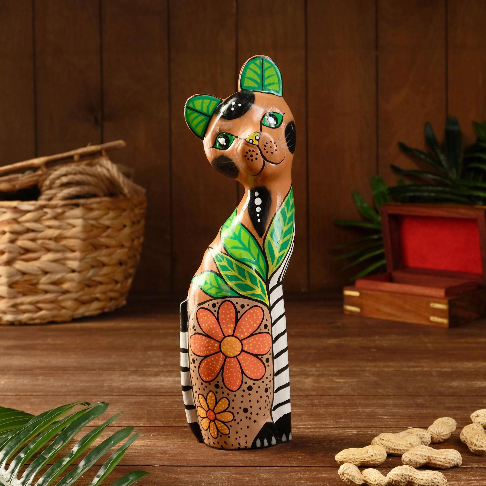 Изображение товара Сувенир интерьерный «Кошка-цветочек» 8x4x30 см — ручная работа