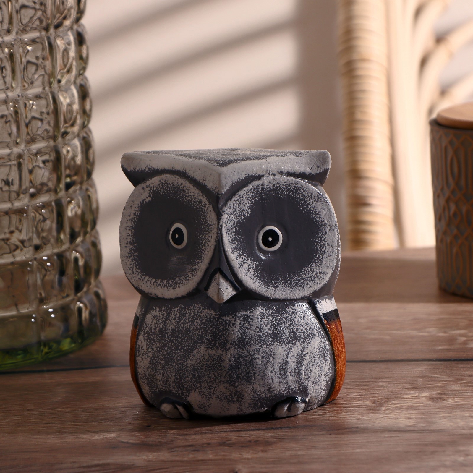 Изображение товара Сувенир интерьерный "Мудрая сова" дерево 9x9x11 см